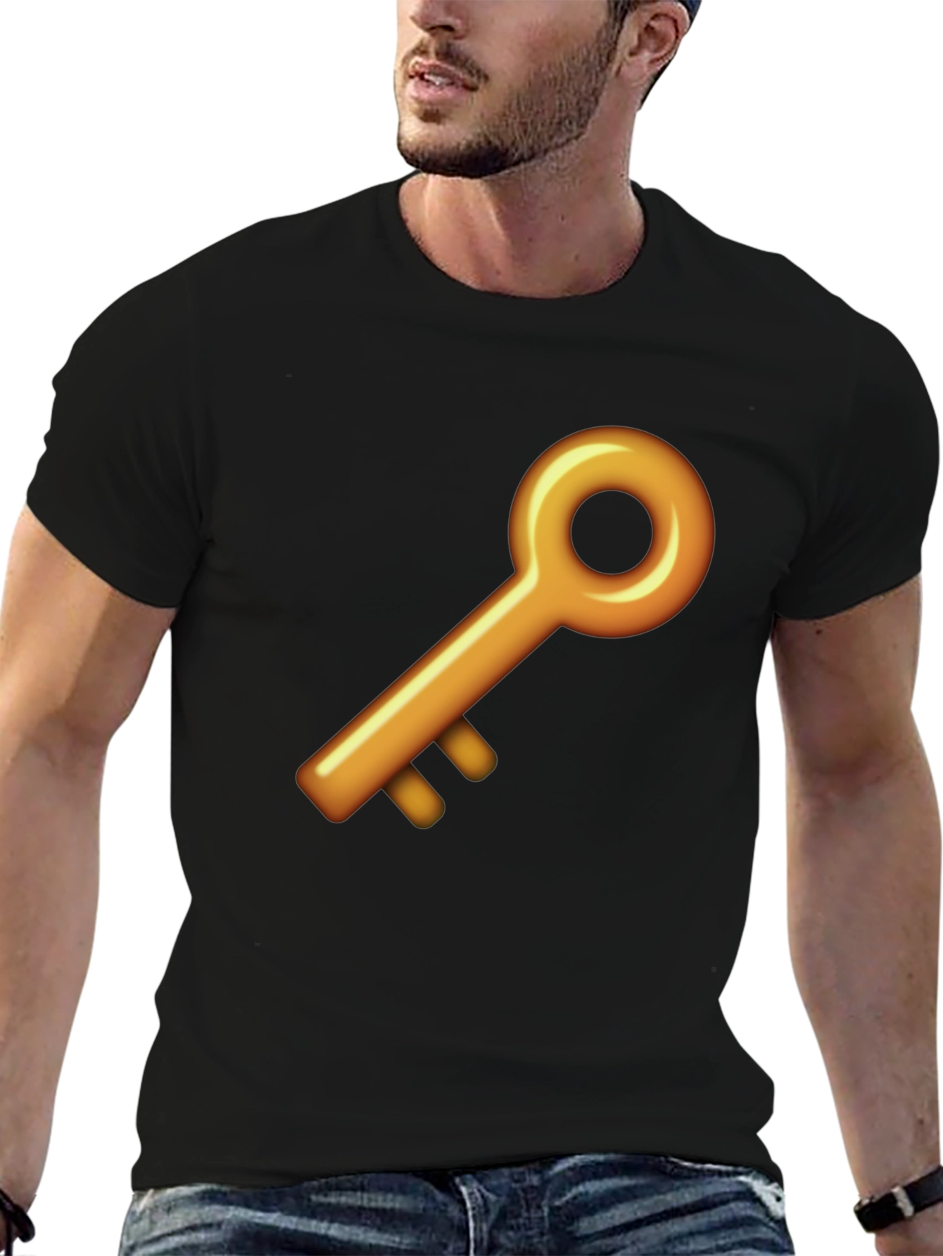 Golden Key Graphic Black T-Shirt