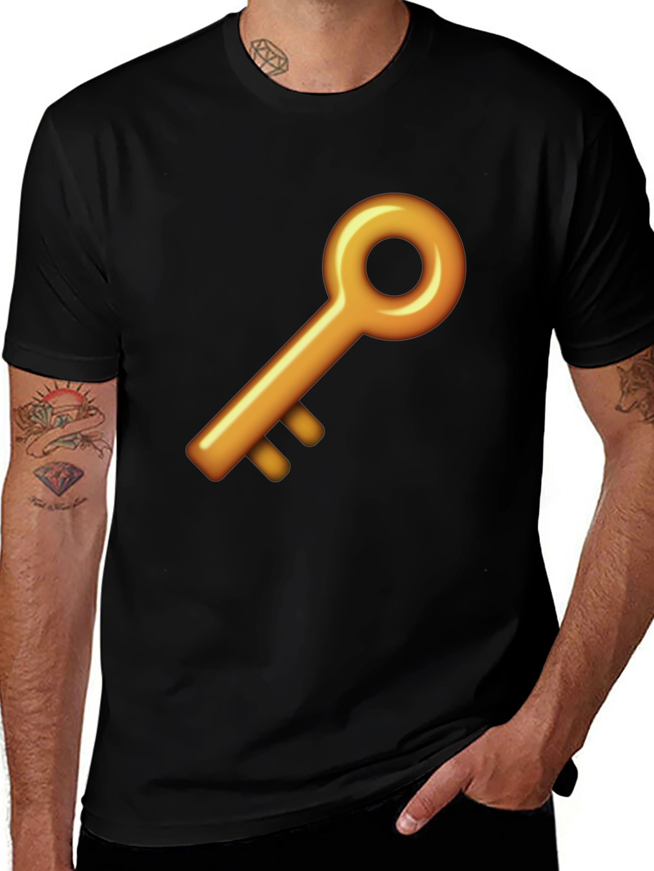 Golden Key Graphic Black T-Shirt