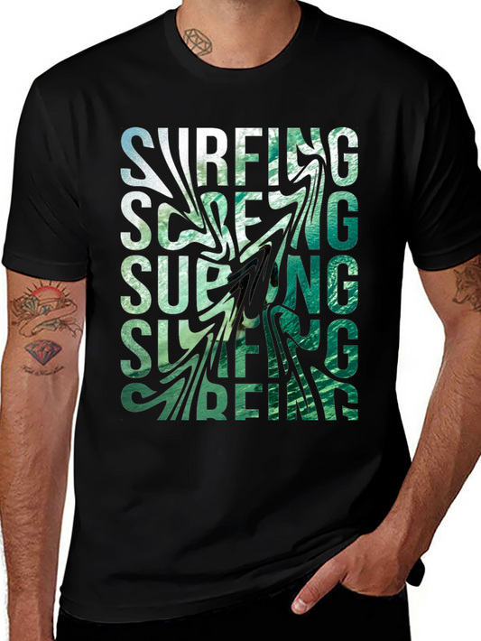 Surfing Graphic Black T-Shirt