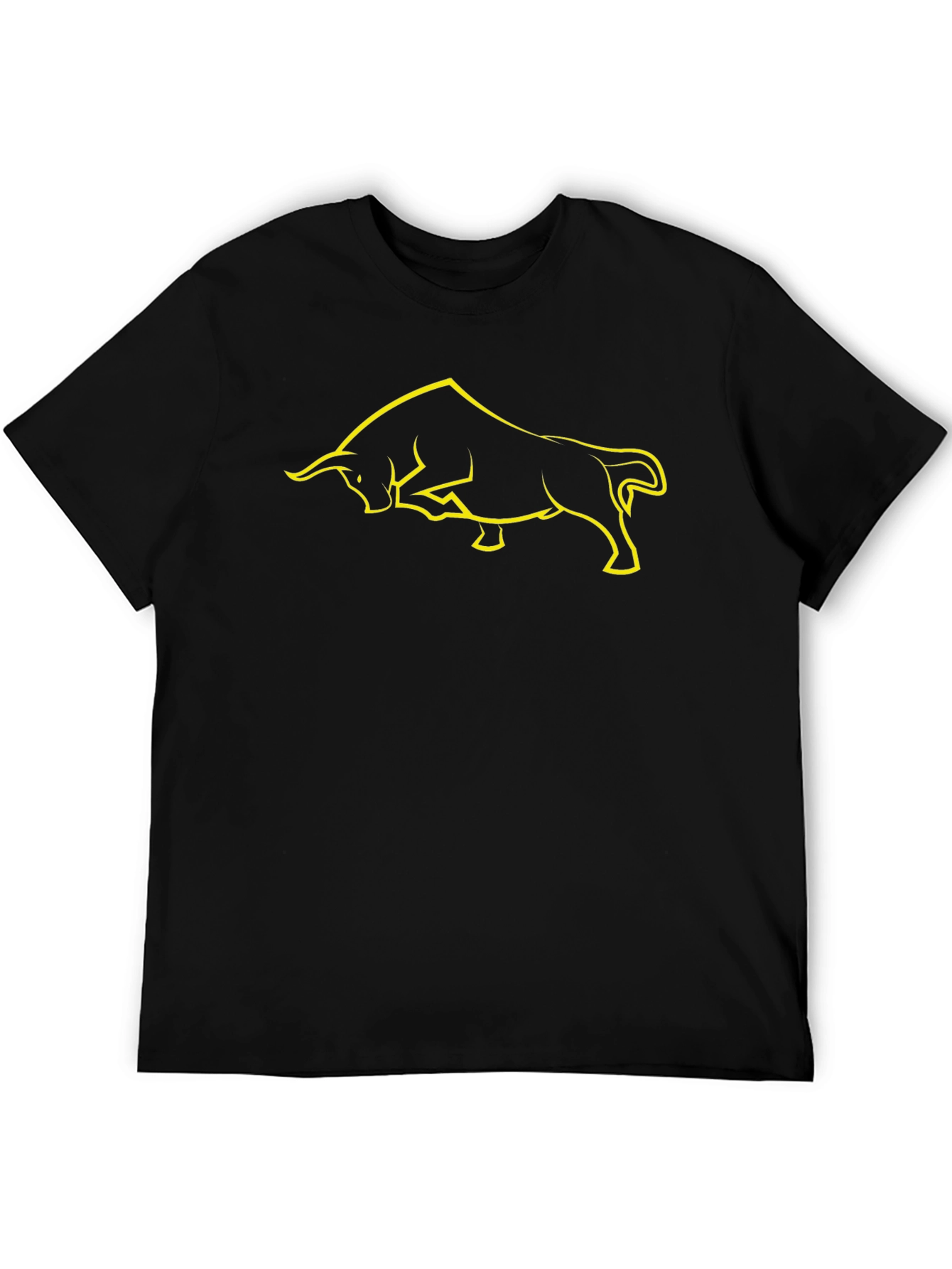 Black T-Shirt with Yellow Bull Graphic
