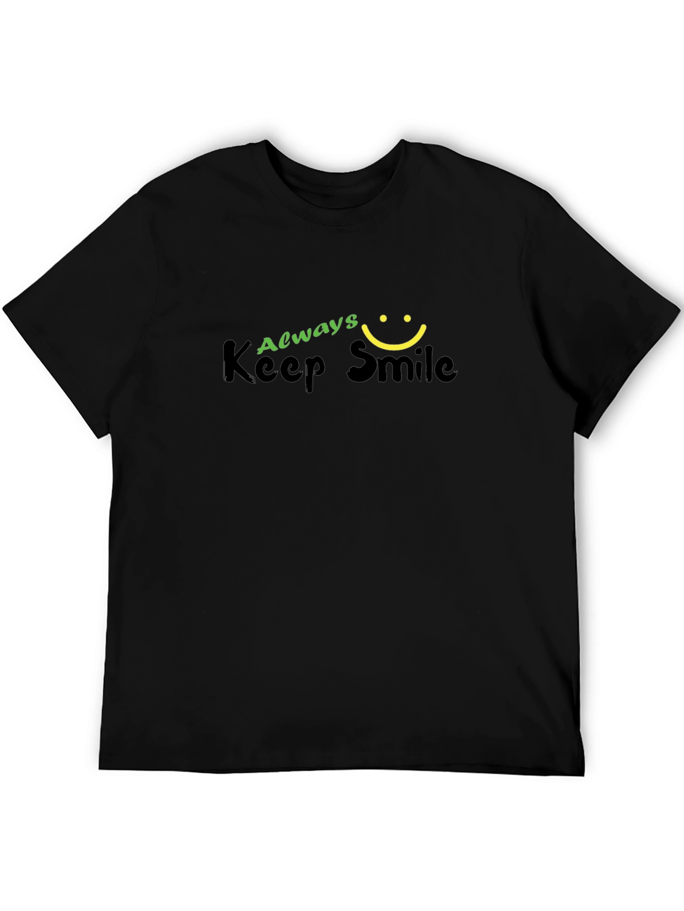 Always Keep Smile Graphic Black T-Shirt