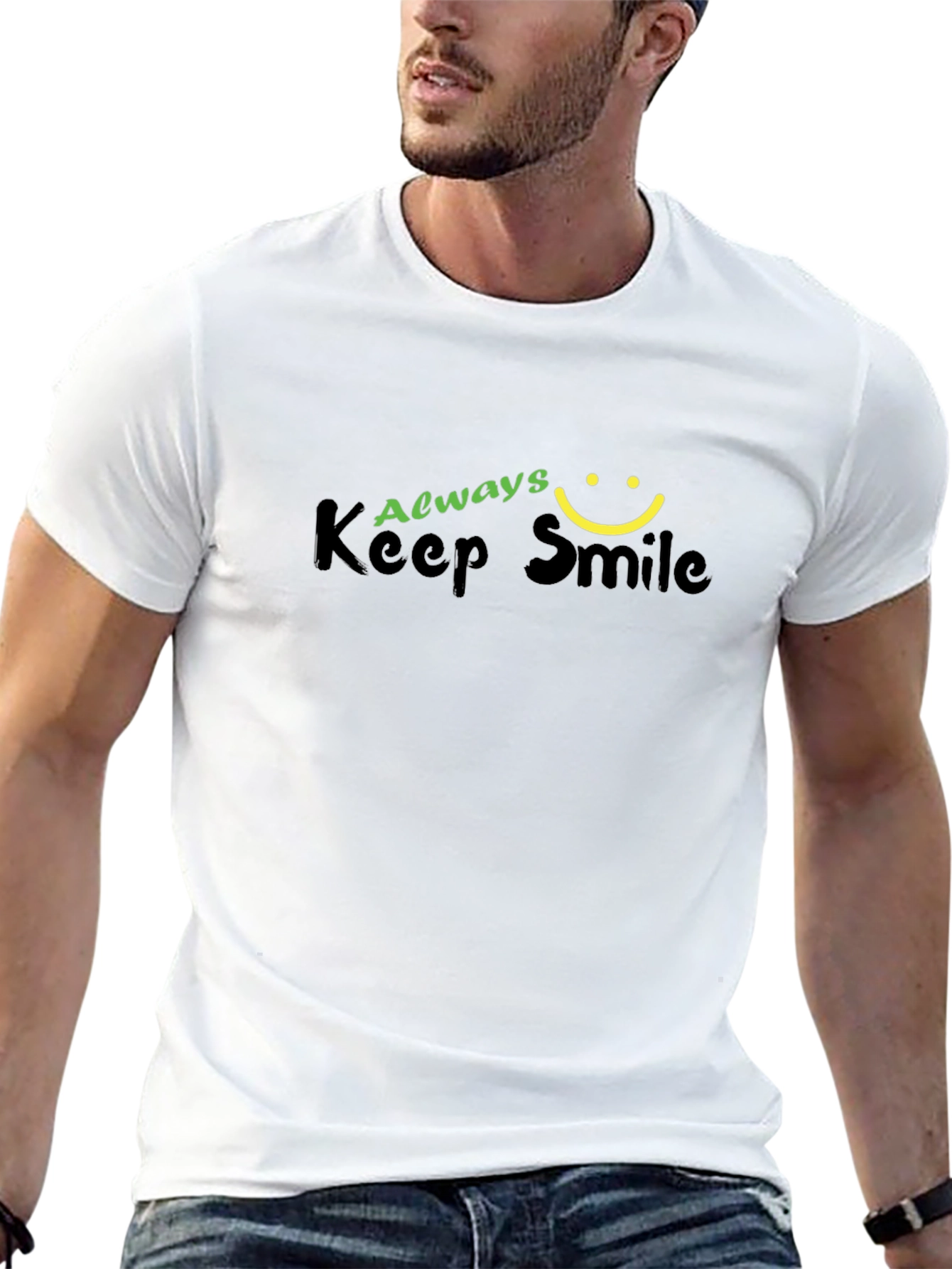 Always Keep Smile Graphic Black T-Shirt