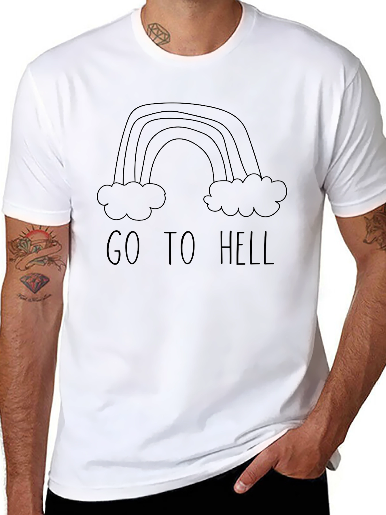 Go To Hell Rainbow Graphic Black T-Shirt
