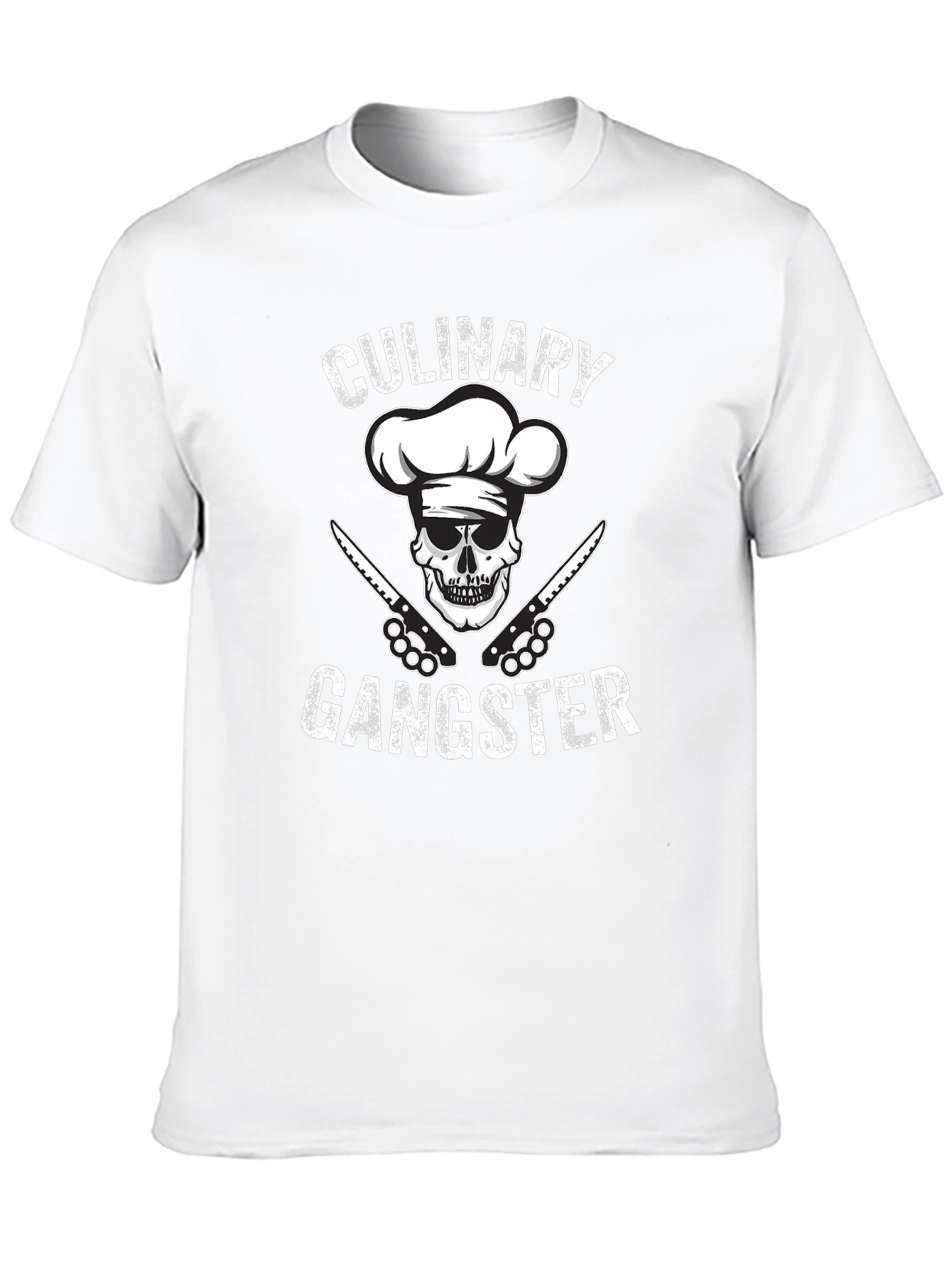 Culinary Gangster Black T-Shirt: Skull Chef Design