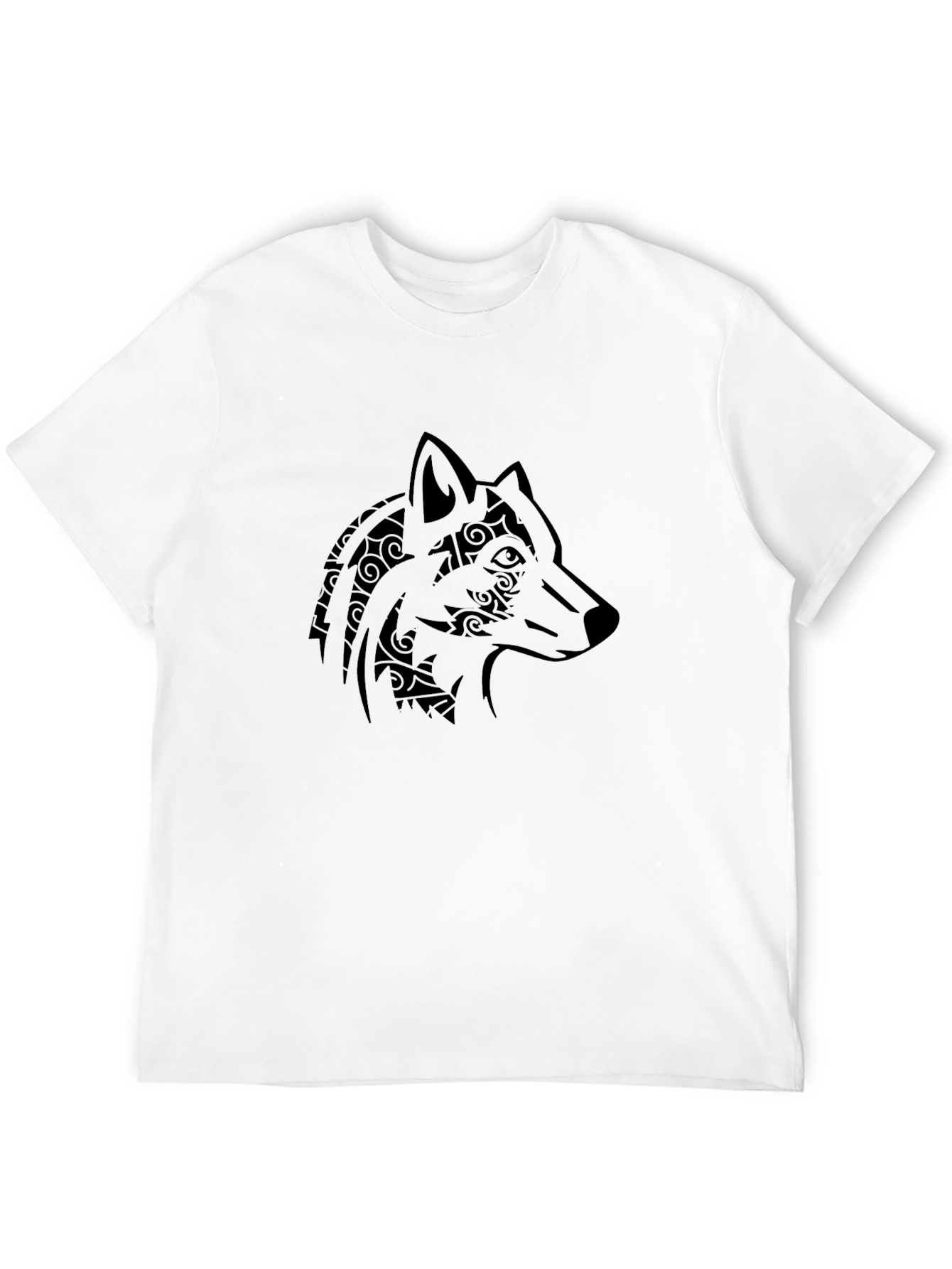 Tribal Wolf Graphic Tee - Mens Black T-Shirt
