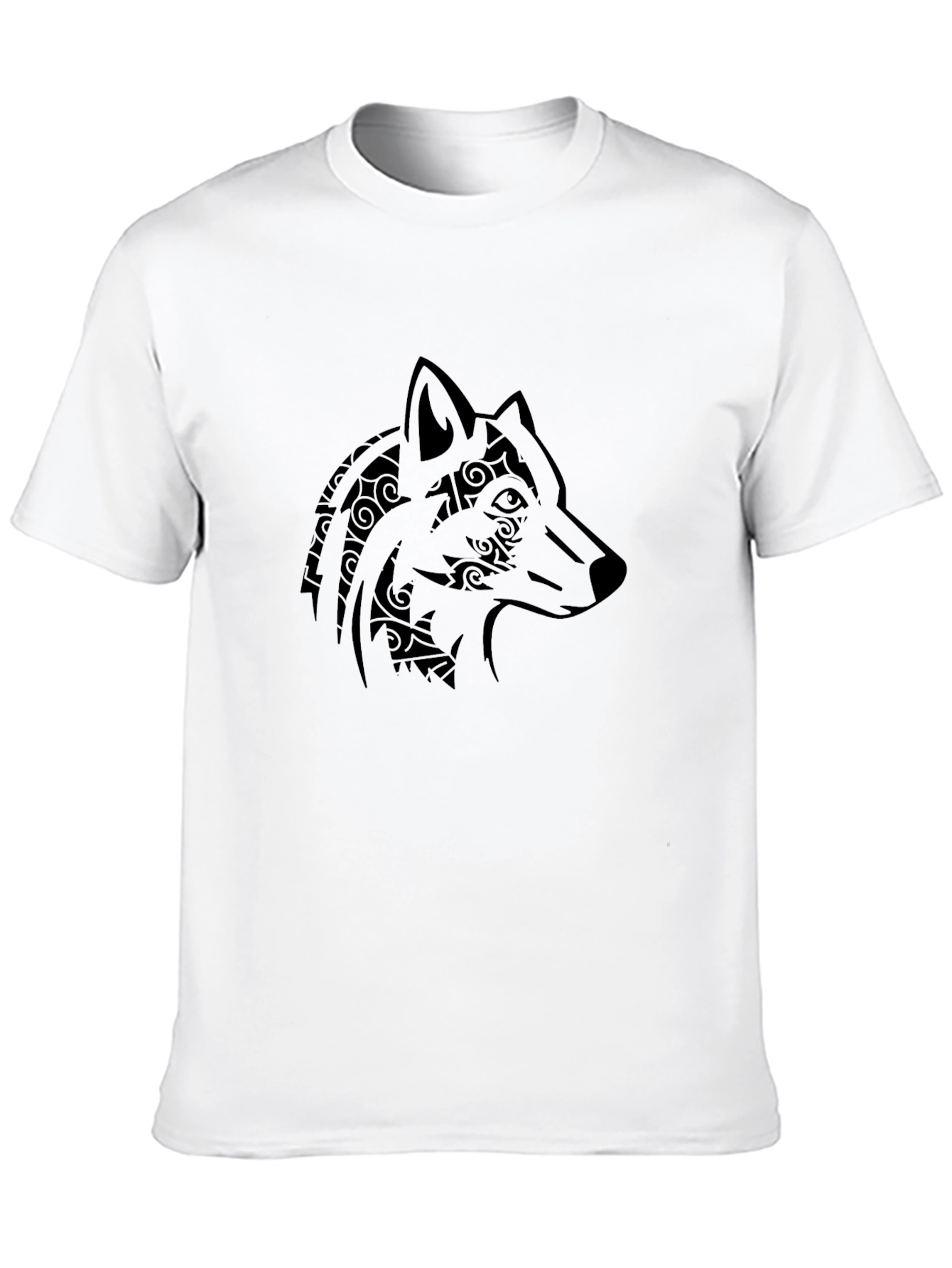 Tribal Wolf Graphic Tee - Mens Black T-Shirt