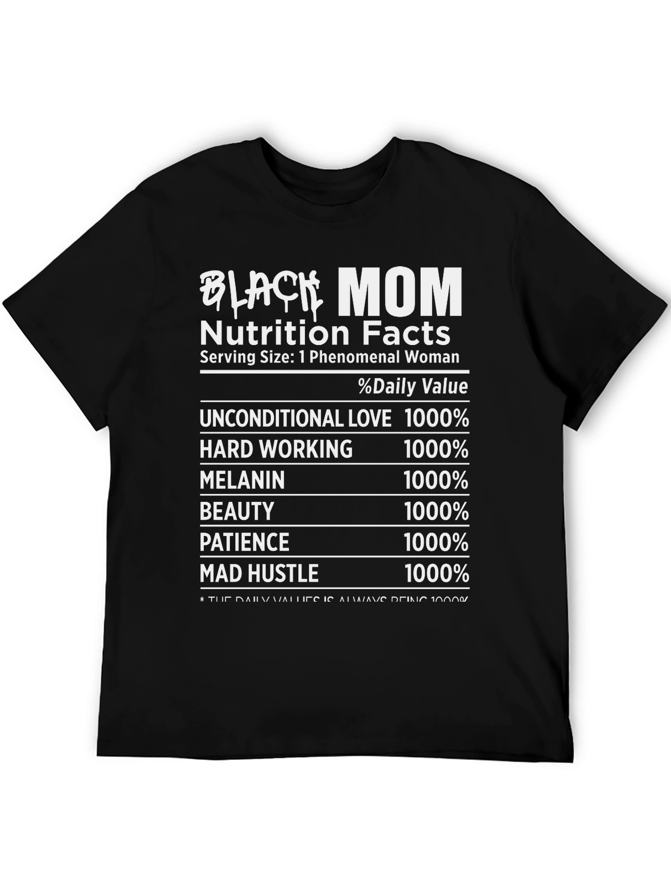 Black Mom Nutrition Facts Graphic Tee