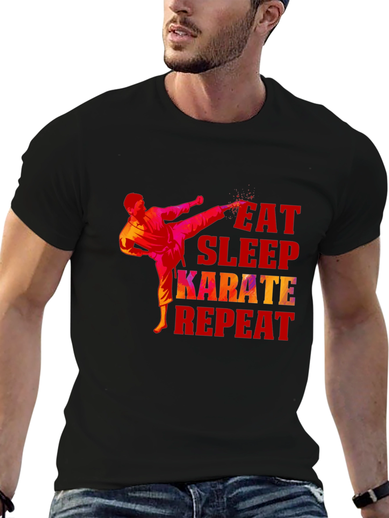 Eat Sleep Karate Repeat Graphic T-Shirt