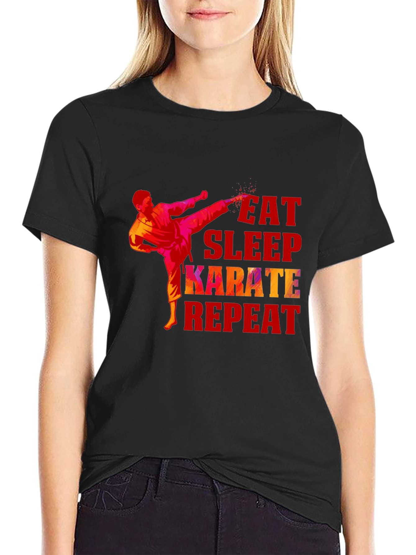 Eat Sleep Karate Repeat Graphic T-Shirt