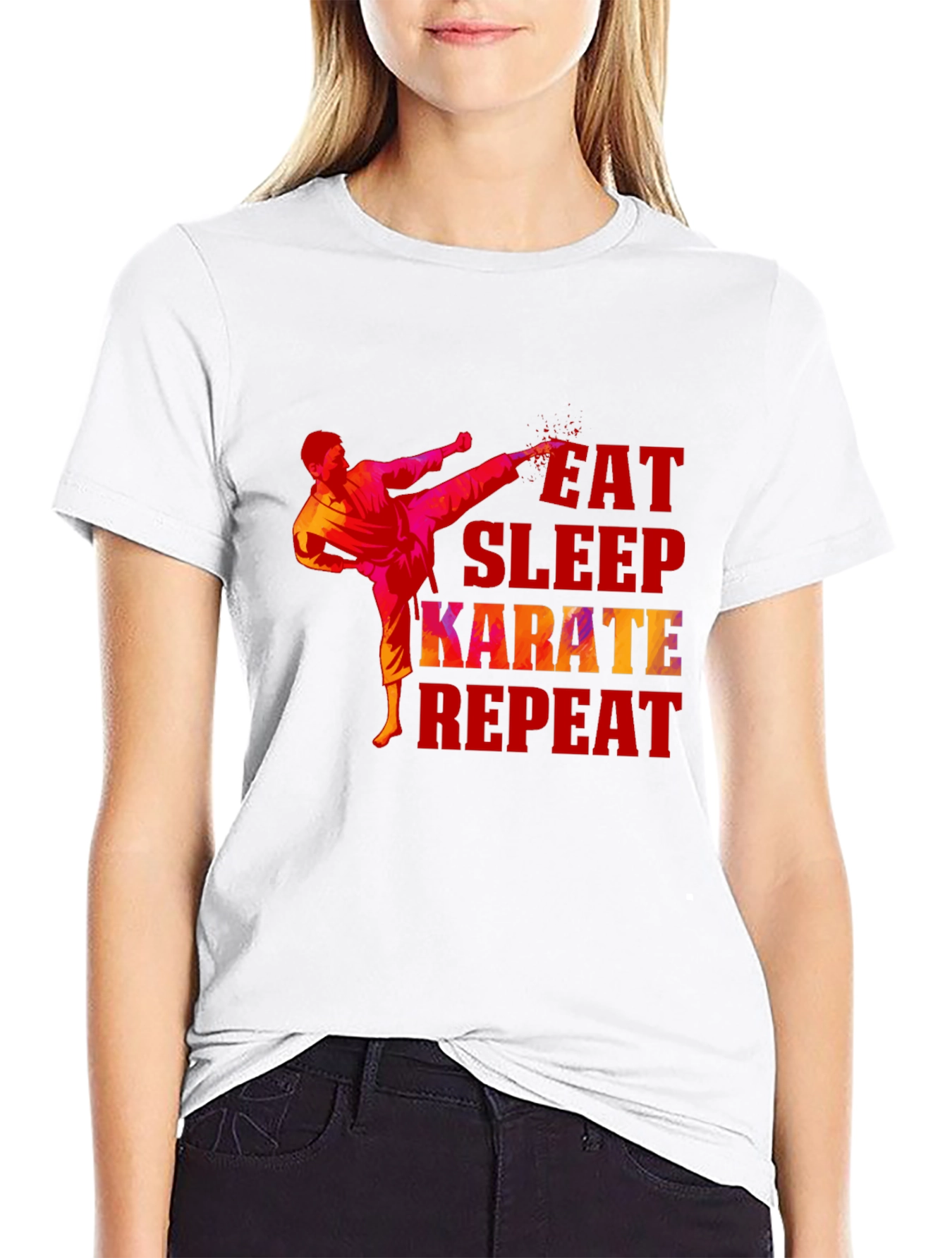 Eat Sleep Karate Repeat Graphic T-Shirt