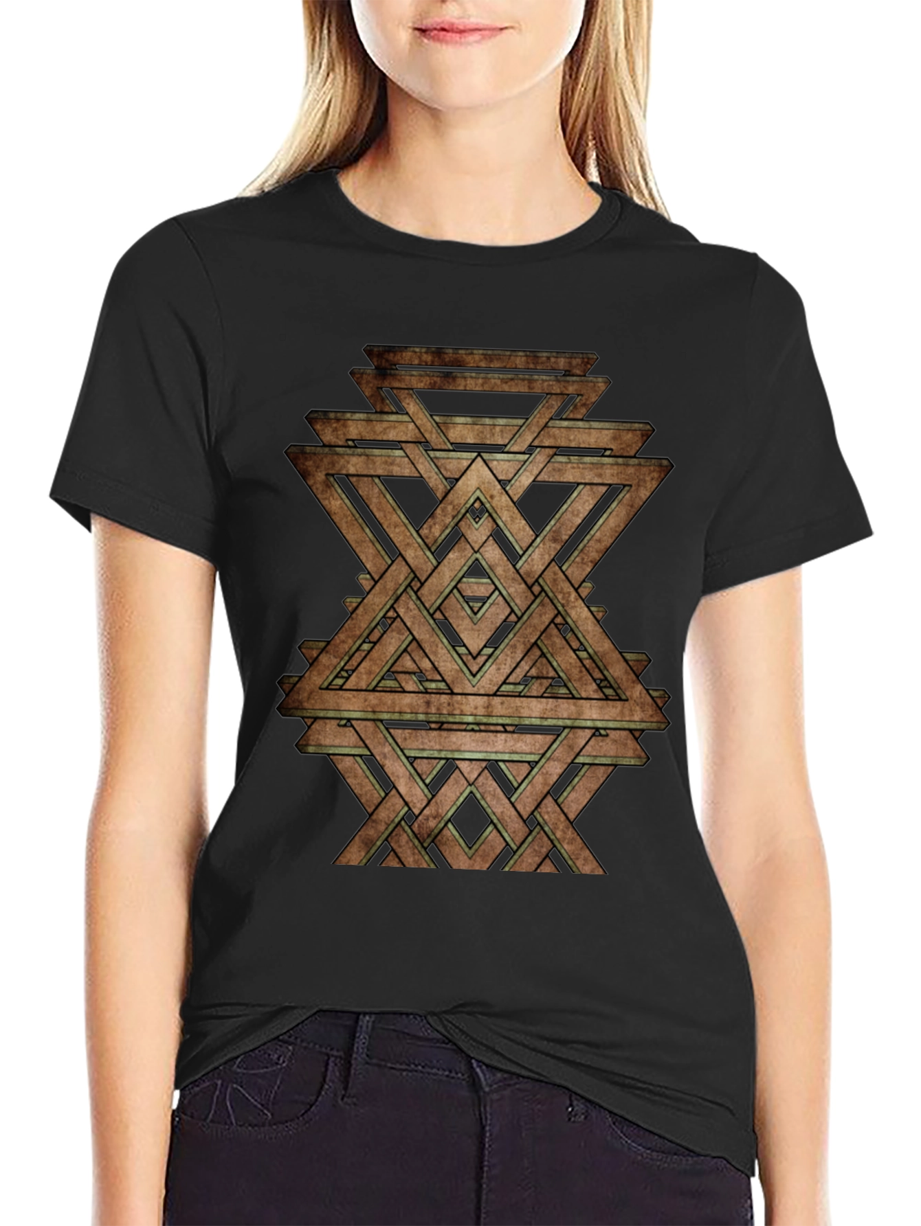 Geometric Woven Triangle Graphic T-Shirt