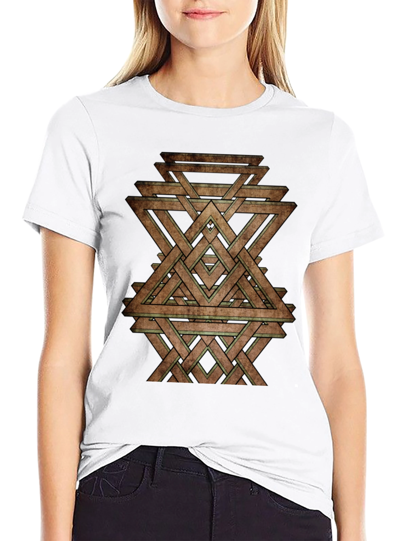 Geometric Woven Triangle Graphic T-Shirt