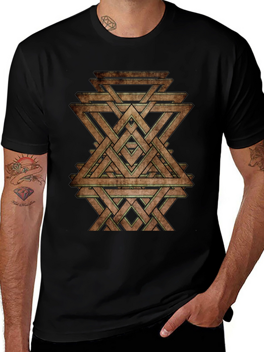 Geometric Woven Triangle Graphic T-Shirt