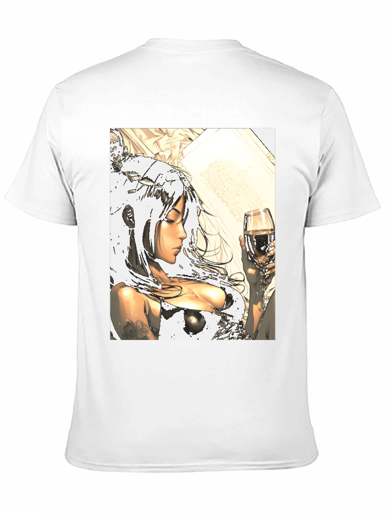 Anime Girl Wine Black T-Shirt