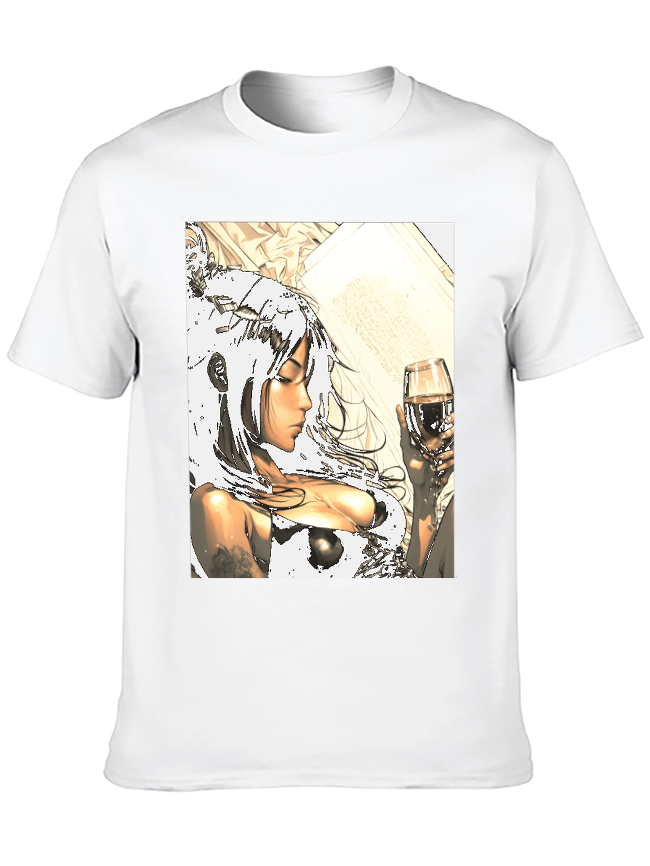 Anime Girl Wine Black T-Shirt