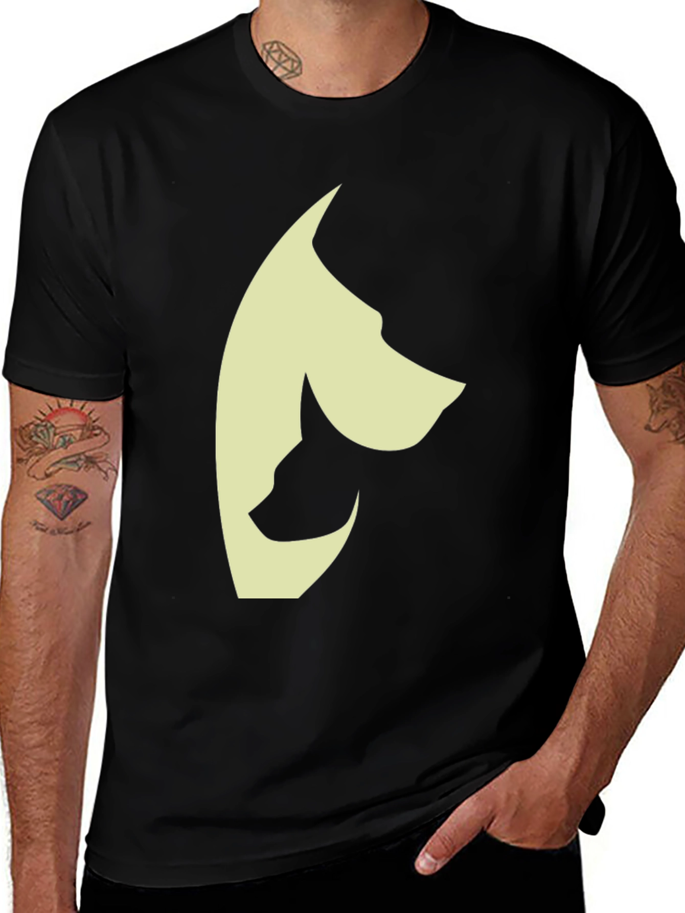 Dog and Cat Silhouette Graphic T-Shirt