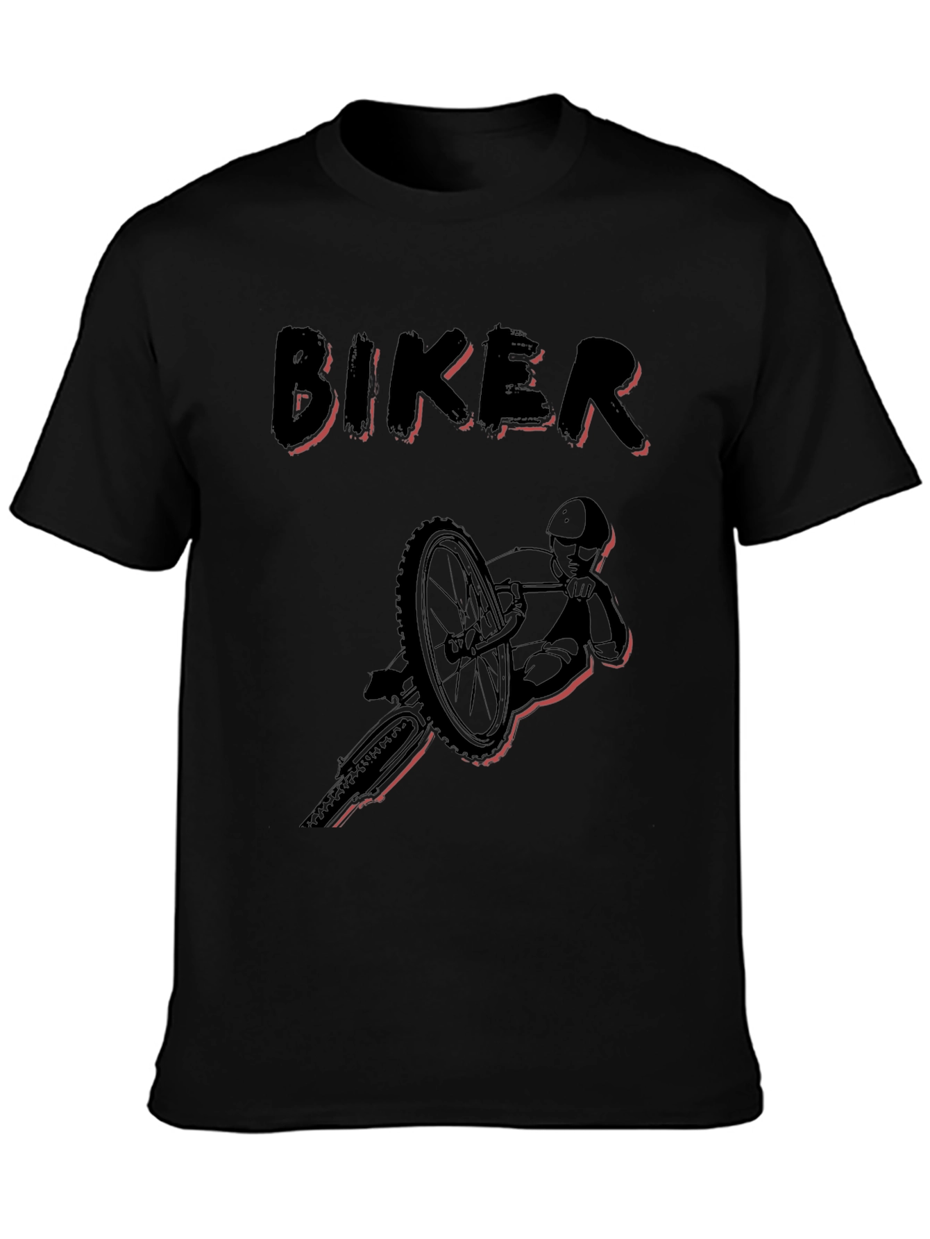Biker Graphic Tee - Black Cotton T-Shirt