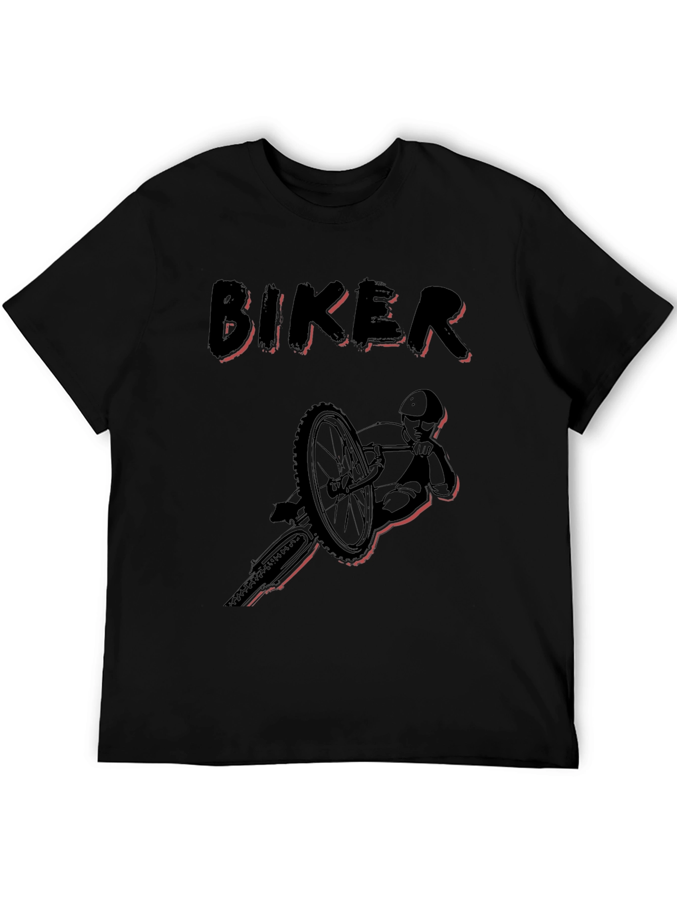 Biker Graphic Tee - Black Cotton T-Shirt