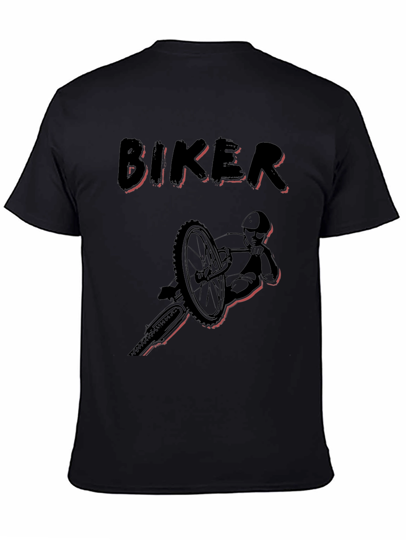 Biker Graphic Tee - Black Cotton T-Shirt