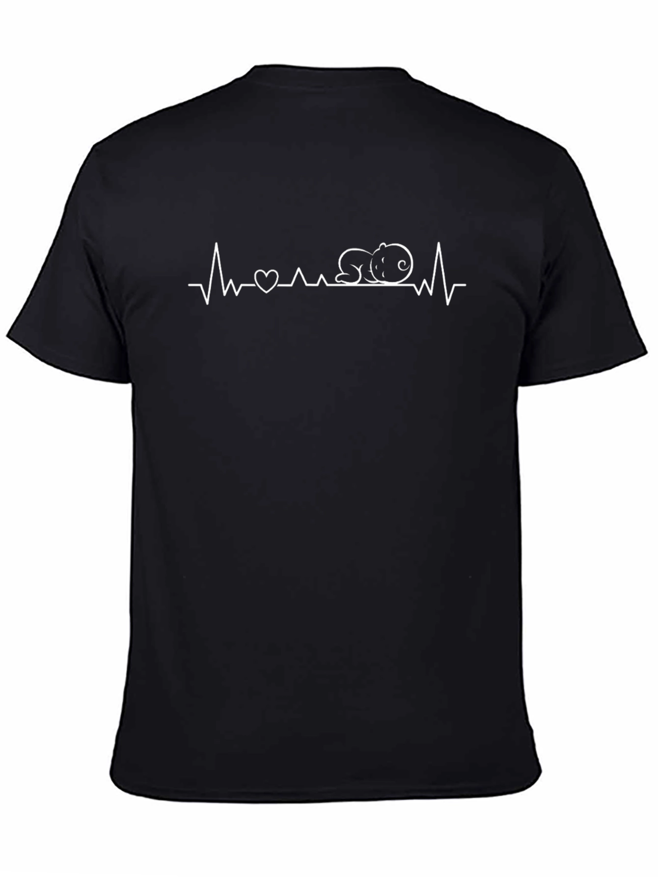 Heartbeat Baby Black T-Shirt - Fathers Day Gift