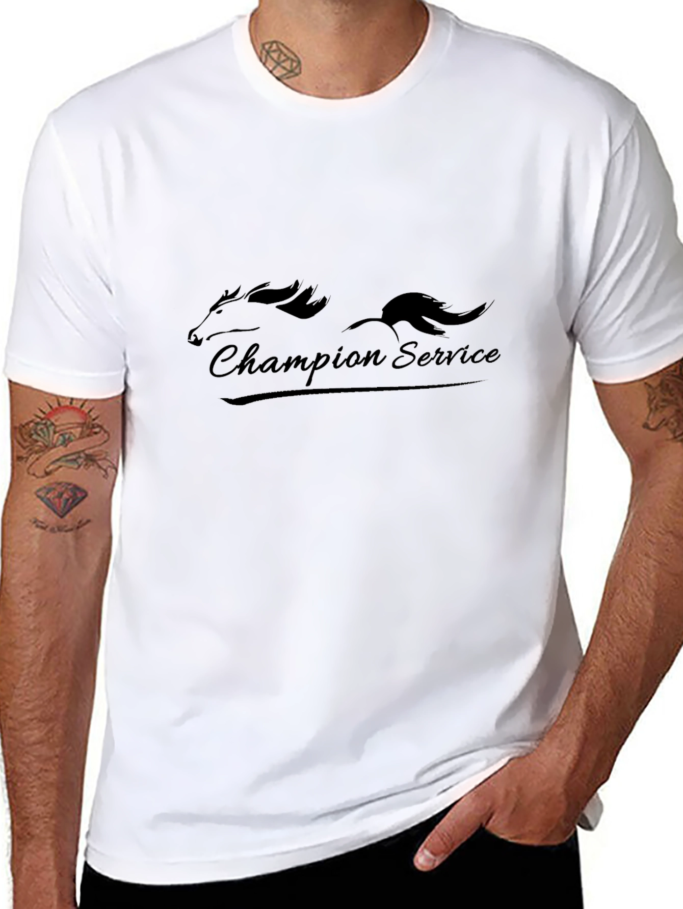 Champion Service Black T-Shirt - Stylish Graphic Tee