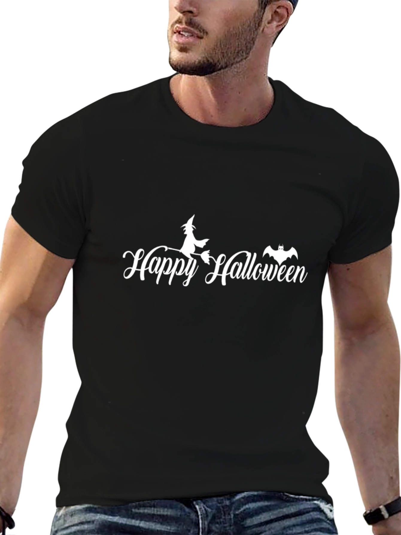 Happy Halloween Graphic Tee - Black Cotton T-Shirt