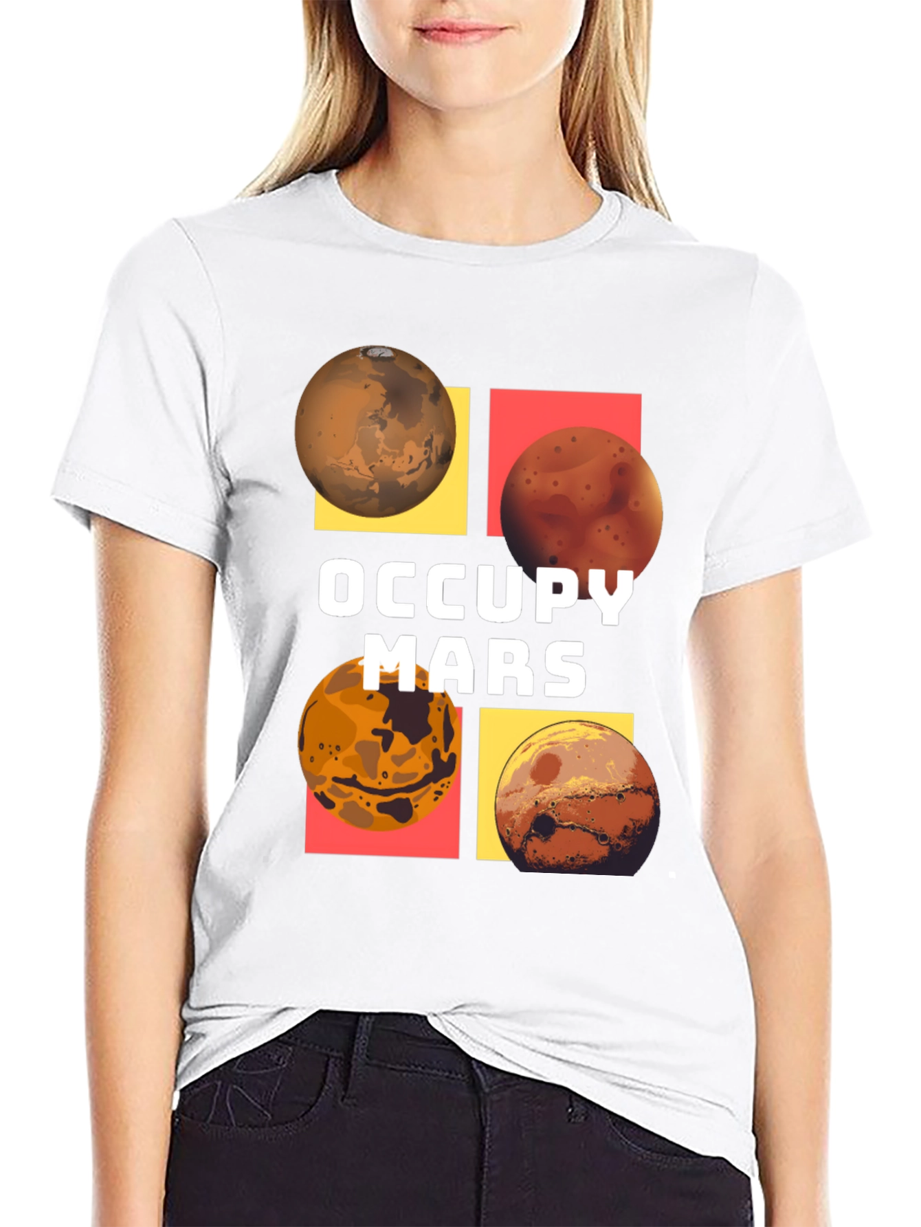 Occupy Mars Graphic Tee - Black Cotton Blend T-Shirt