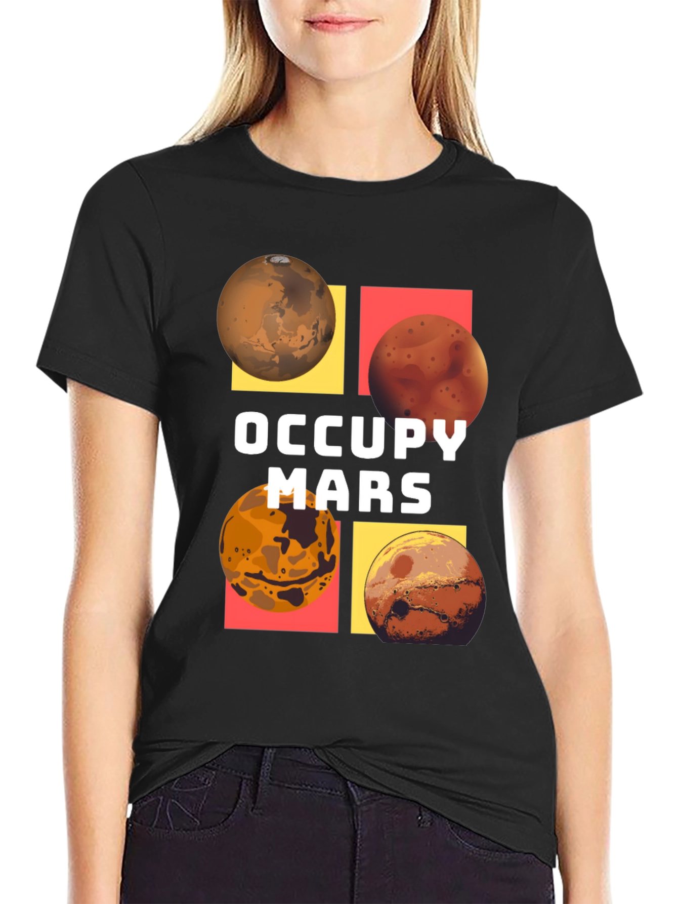Occupy Mars Graphic Tee - Black Cotton Blend T-Shirt