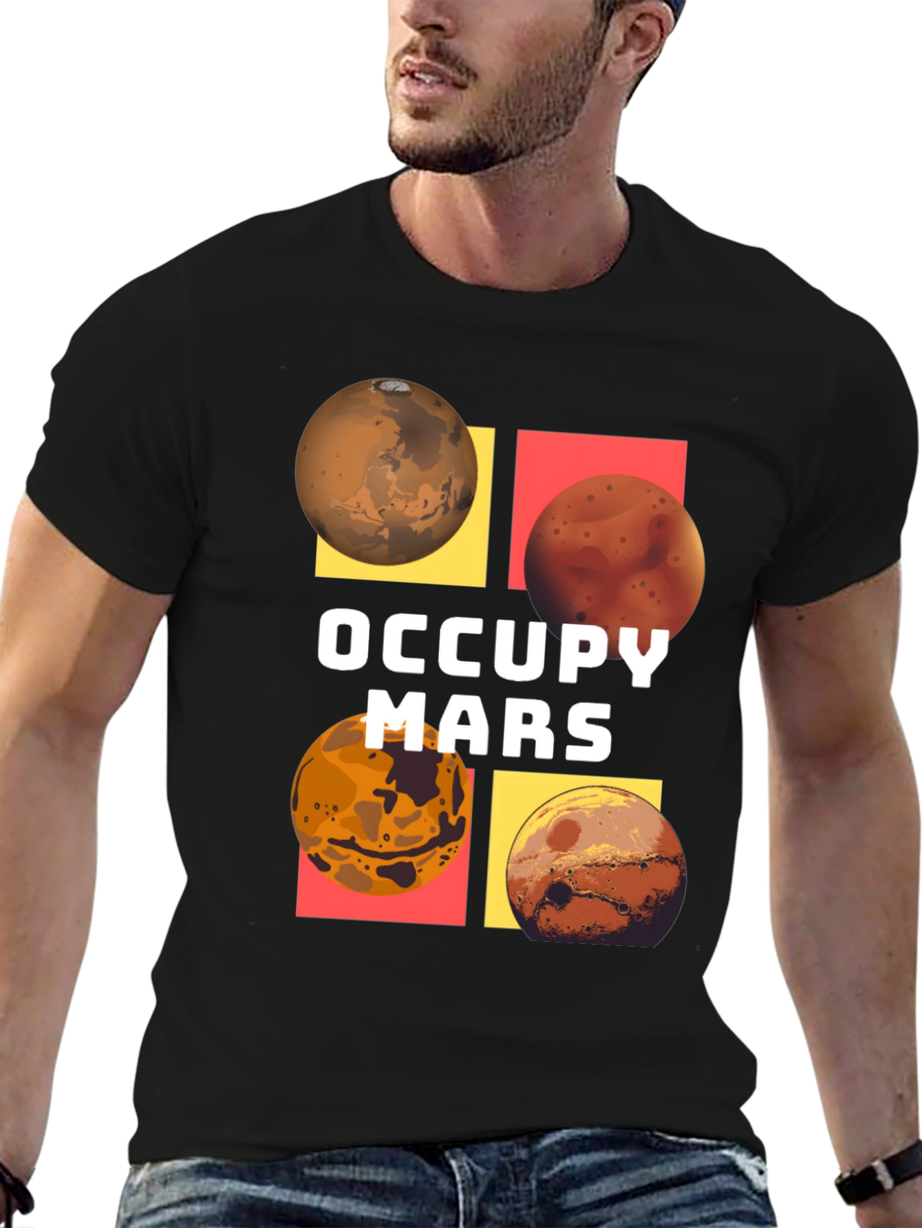 Occupy Mars Graphic Tee - Black Cotton Blend T-Shirt