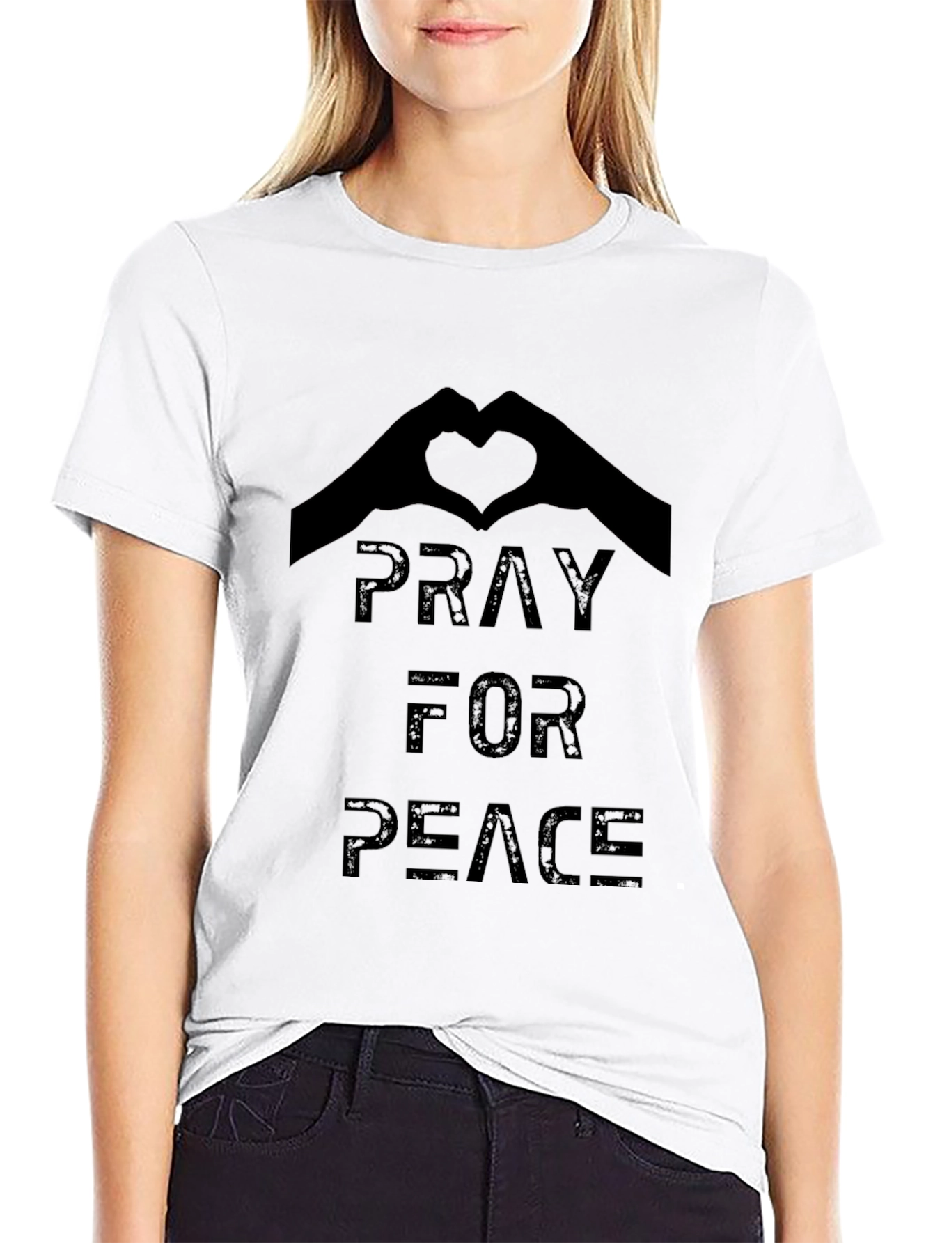 Pray for Peace Graphic T-Shirt - Black