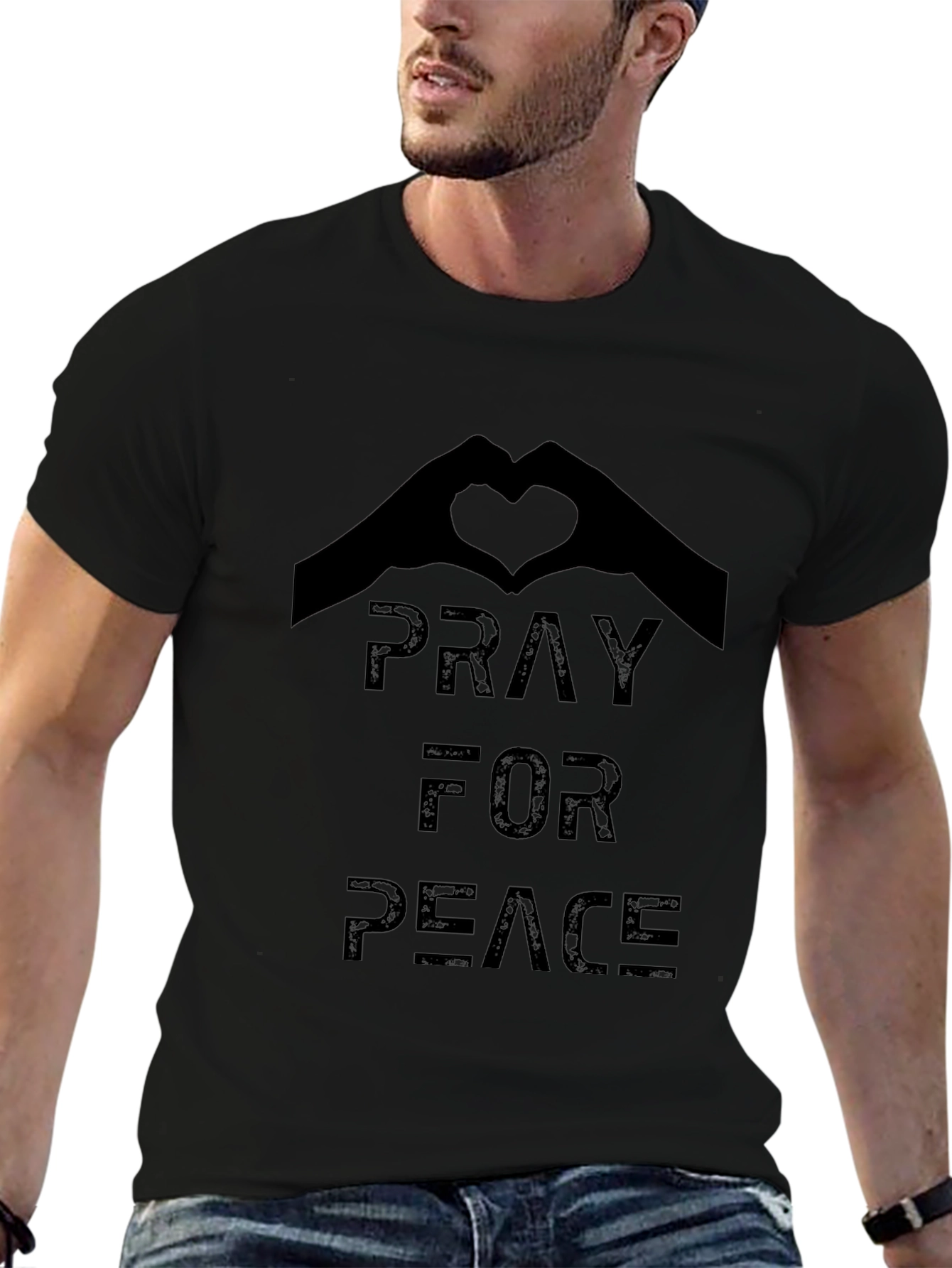 Pray for Peace Graphic T-Shirt - Black