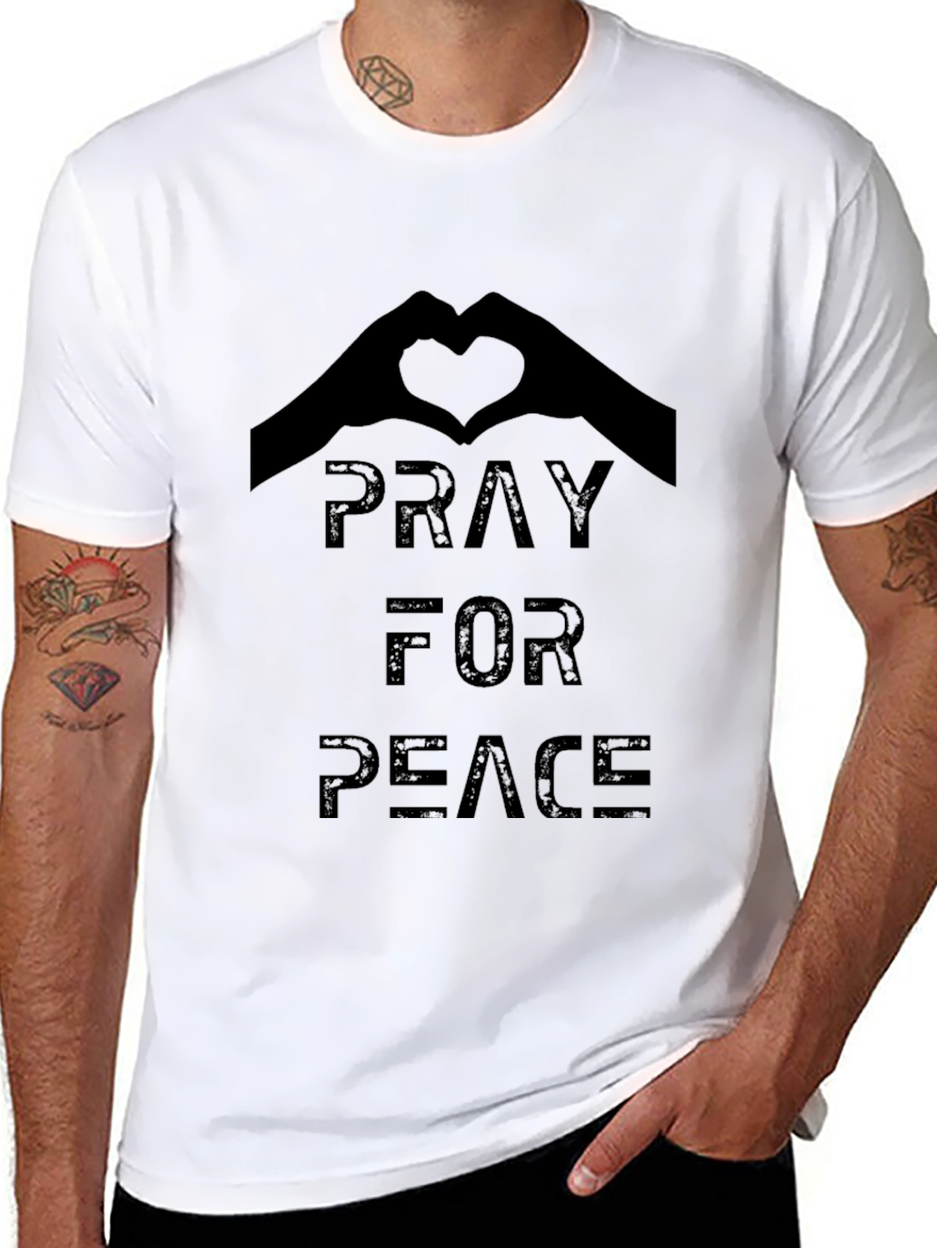 Pray for Peace Graphic T-Shirt - Black