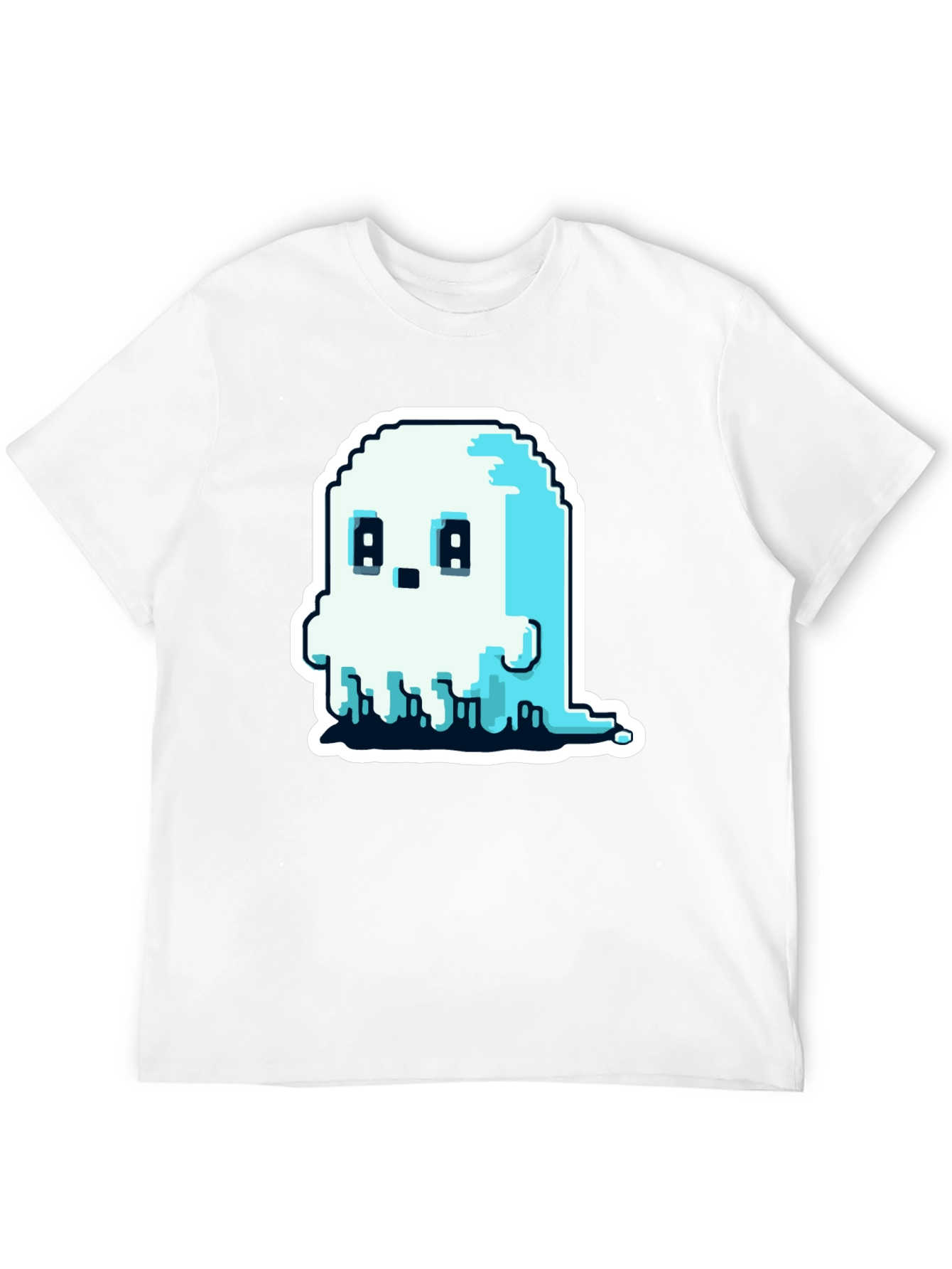Pixel Ghost Graphic Tee - Spooky Cute Shirt