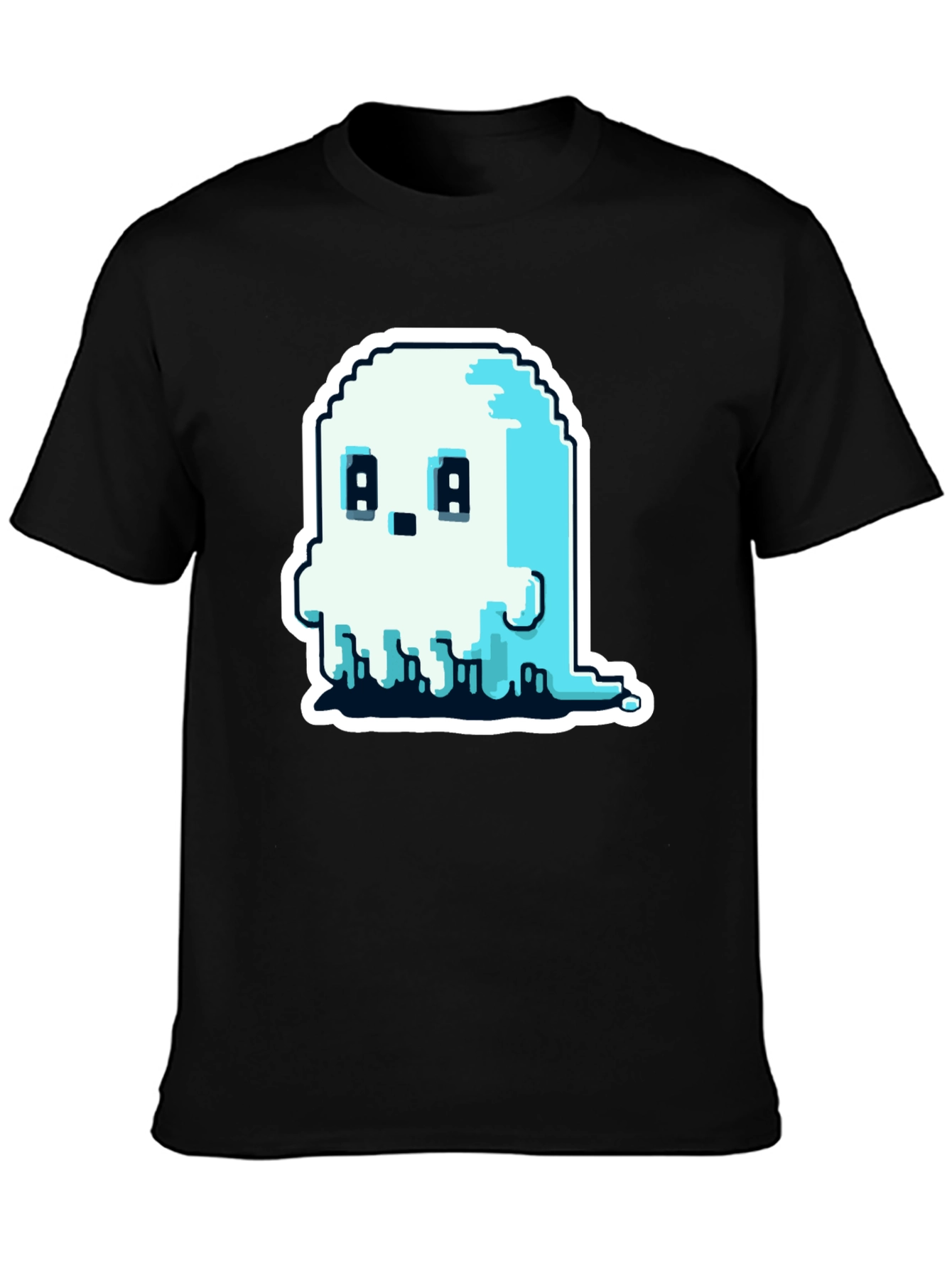 Pixel Ghost Graphic Tee - Spooky Cute Shirt