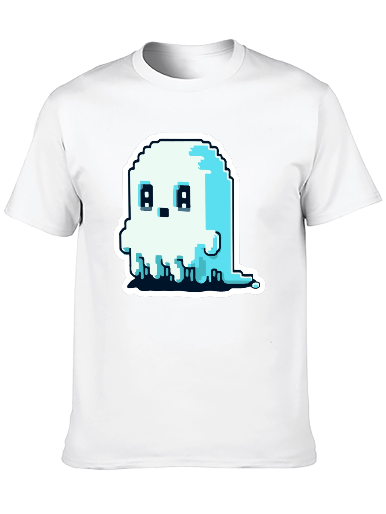 Pixel Ghost Graphic Tee - Spooky Cute Shirt