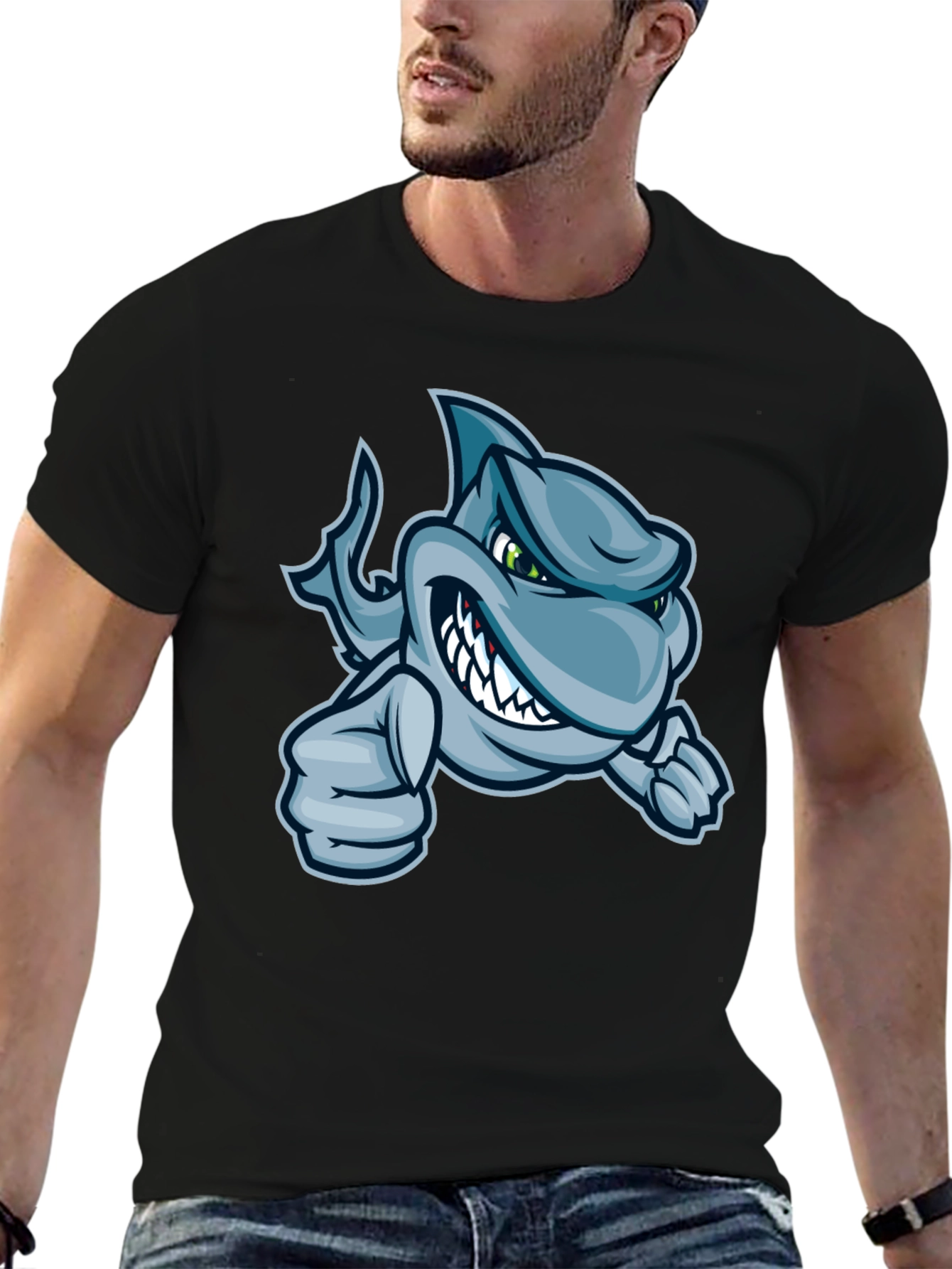 Cool Cartoon Shark Graphic T-Shirt