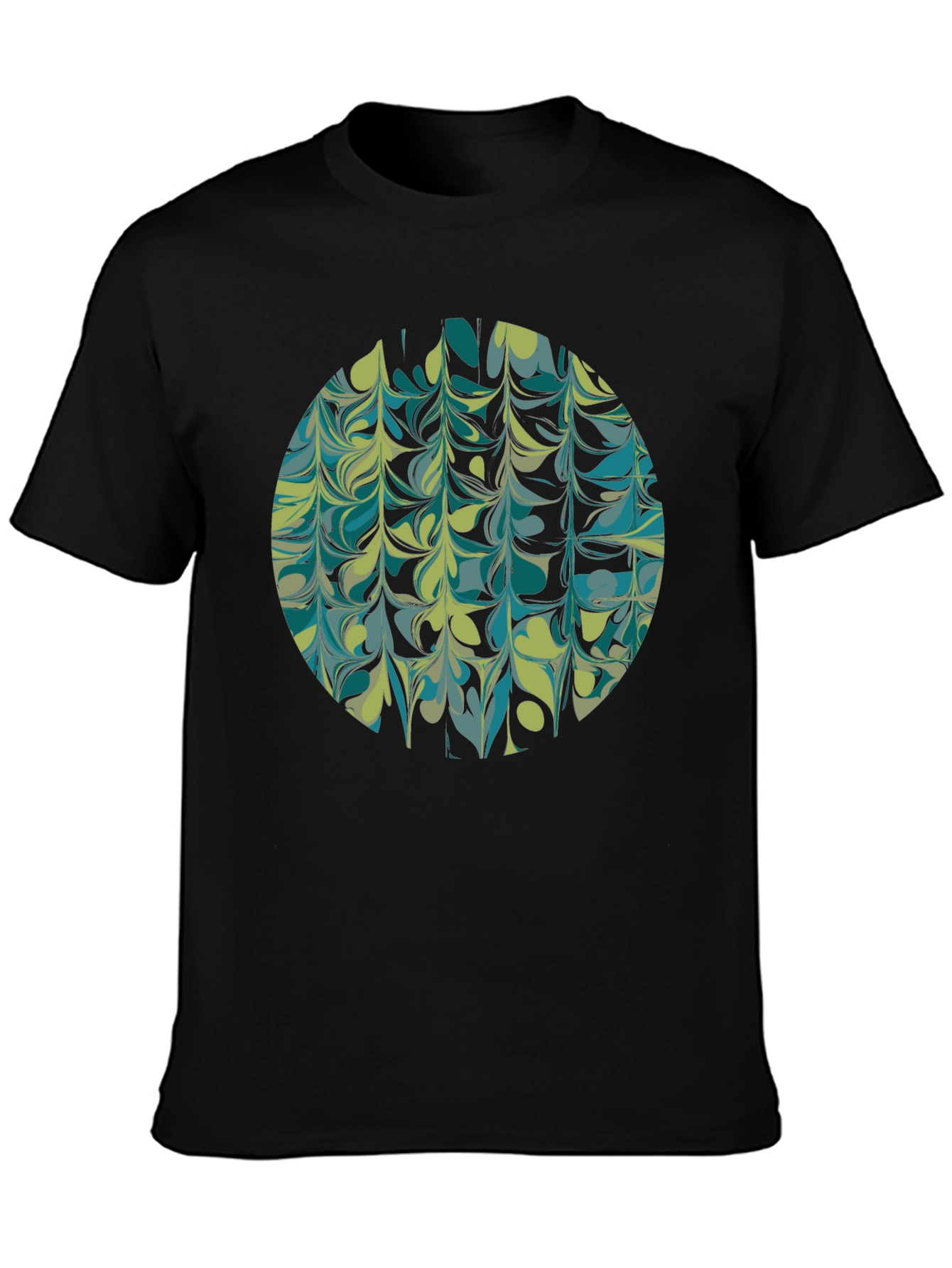 Abstract Marble Circle Graphic Tee - Black