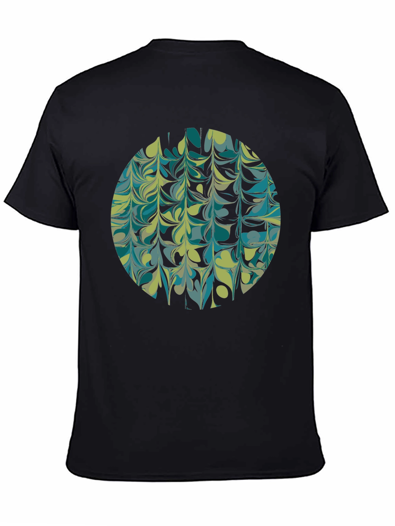 Abstract Marble Circle Graphic Tee - Black