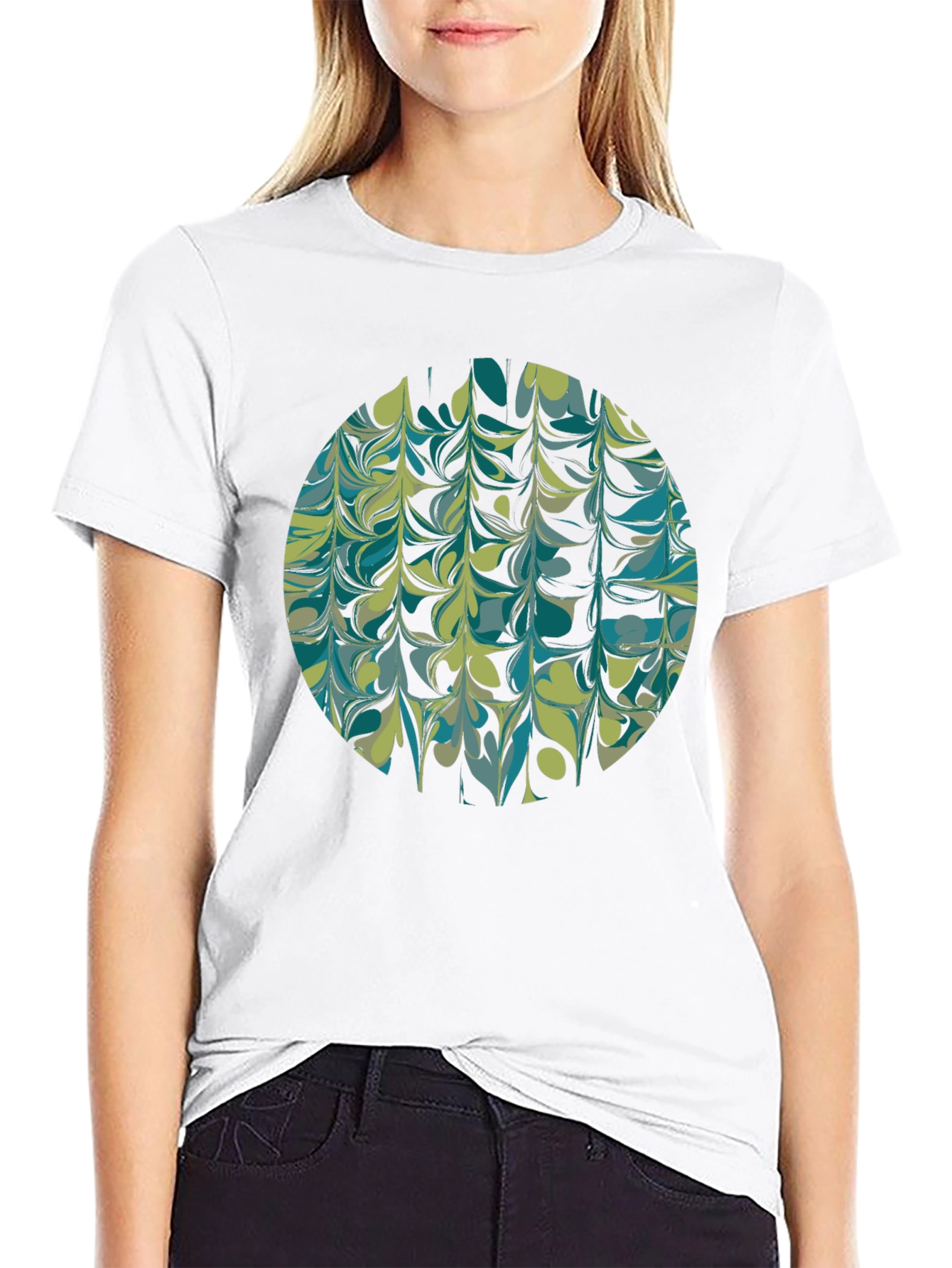 Abstract Marble Circle Graphic Tee - Black