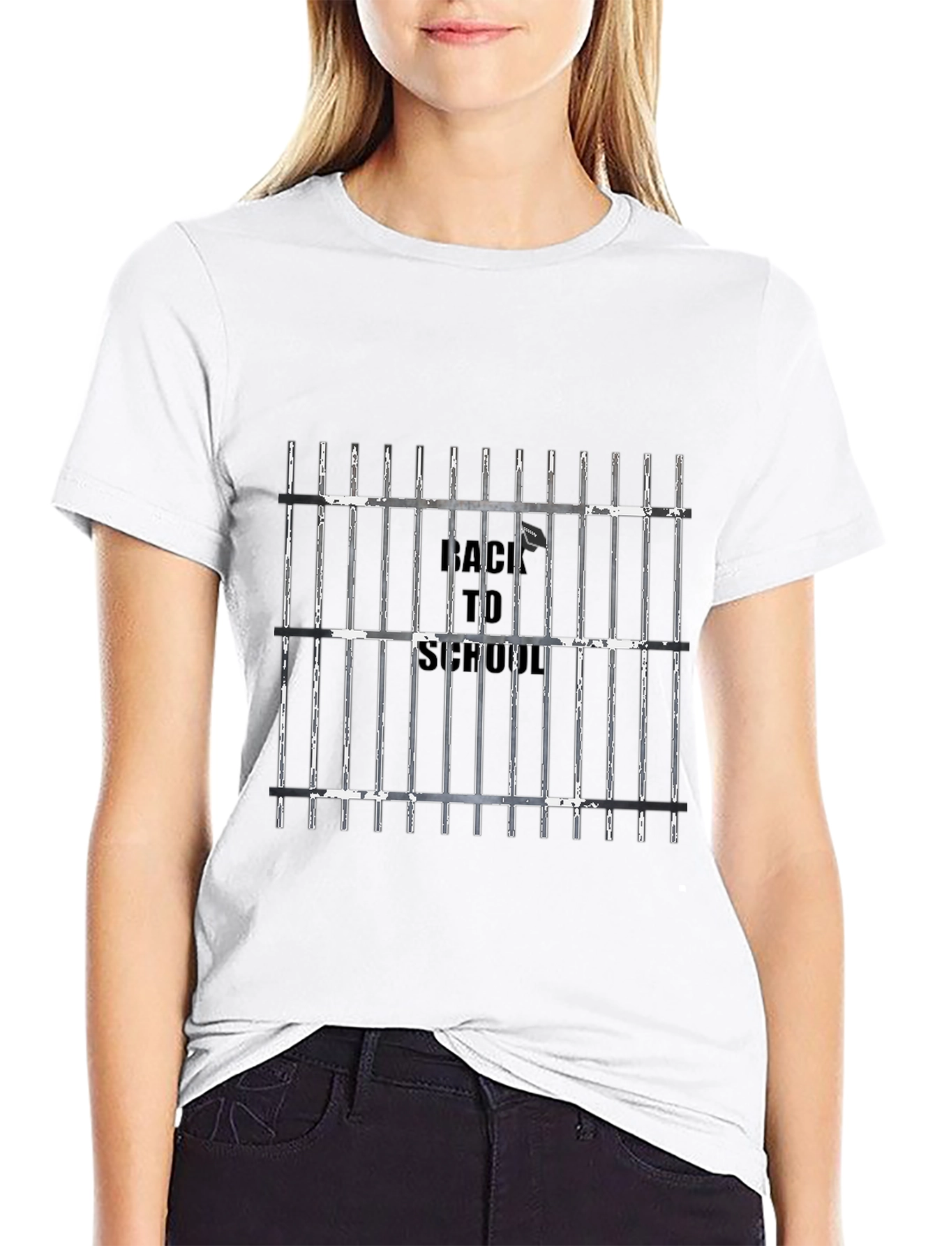 Back To School Jail Bars T-Shirt - Black