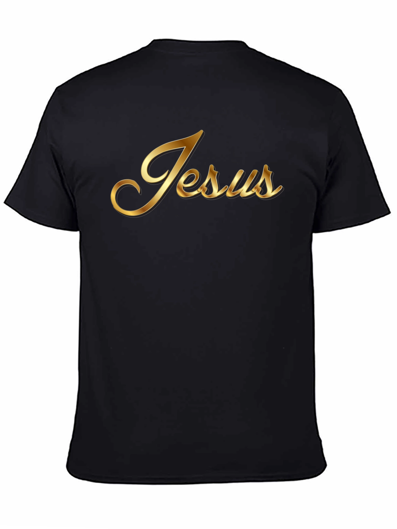 Gold Jesus Graphic Black T-Shirt