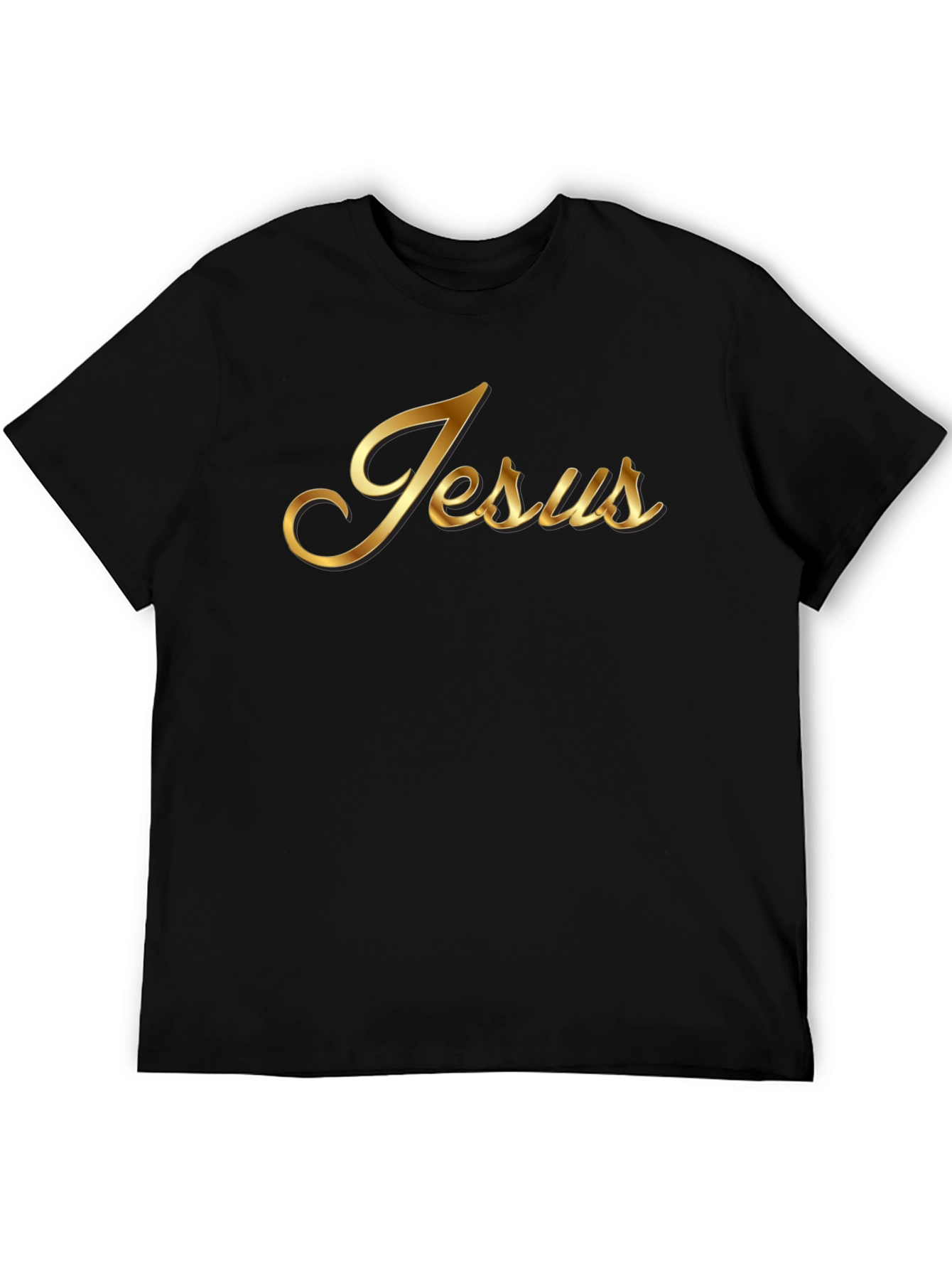 Gold Jesus Graphic Black T-Shirt
