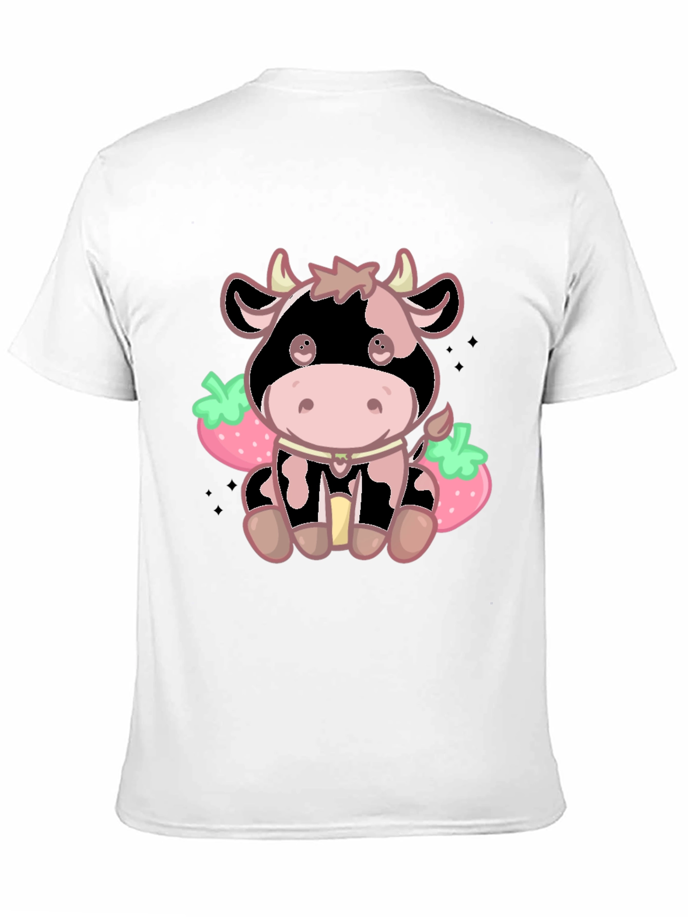 Kawaii Strawberry Cow Graphic Tee - Cute Cartoon Style