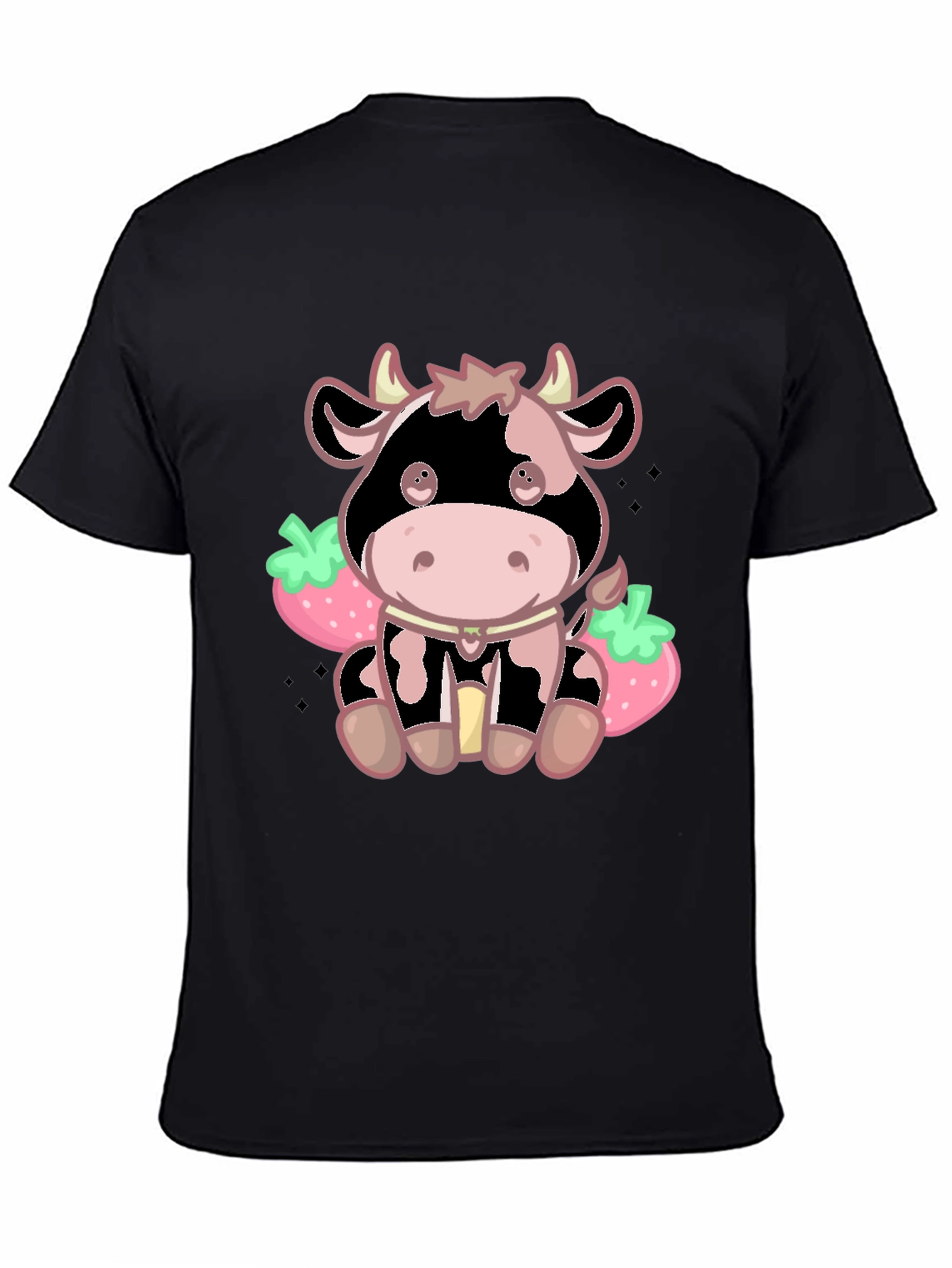 Kawaii Strawberry Cow Graphic Tee - Cute Cartoon Style