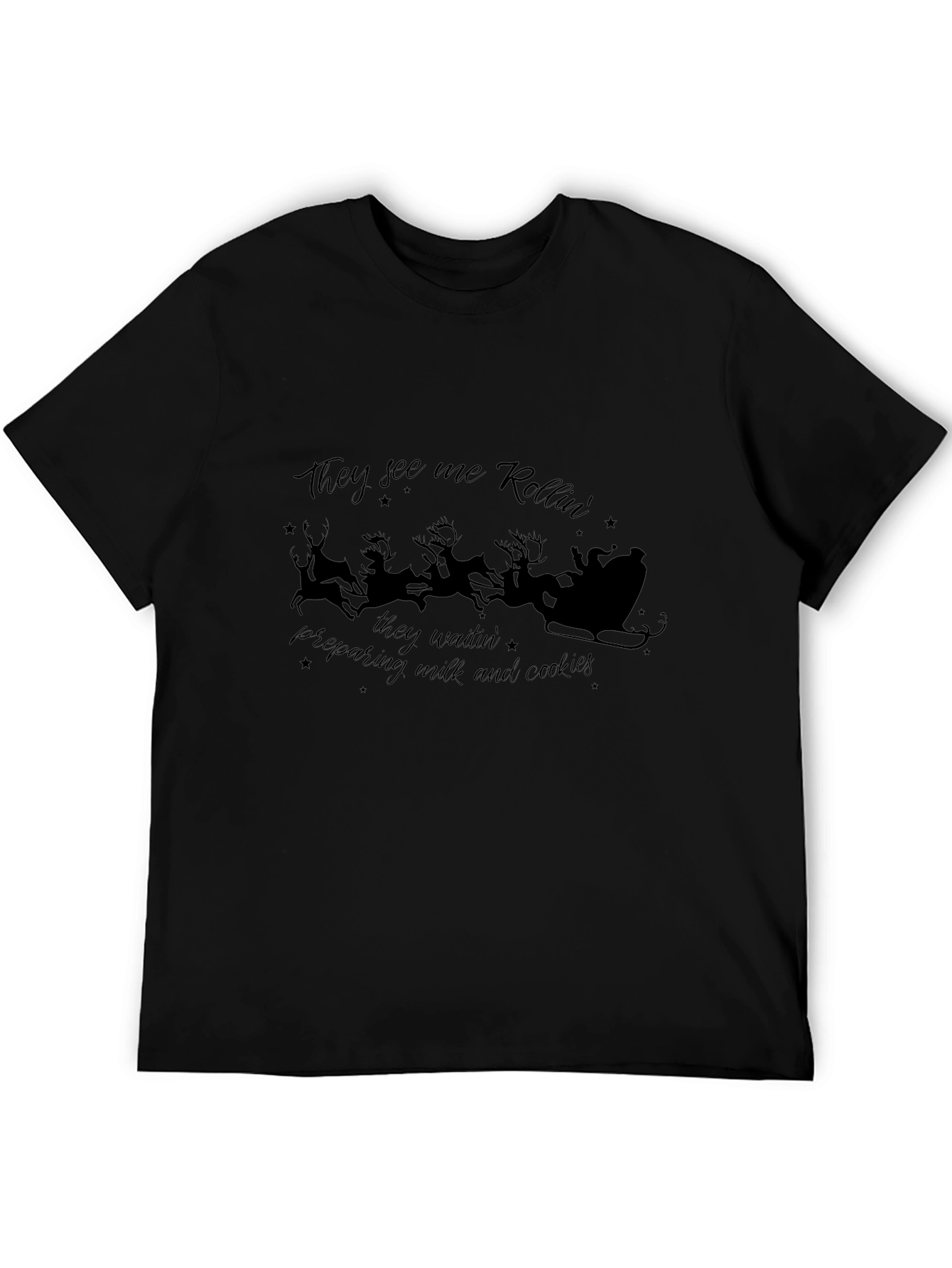 Christmas Santas Rollin Black T-Shirt