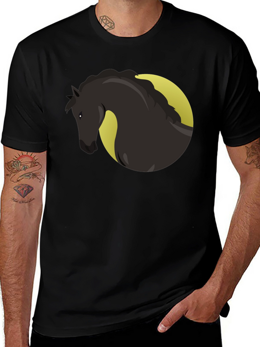 Black Horse Graphic Tee - Mens Crew Neck T-Shirt