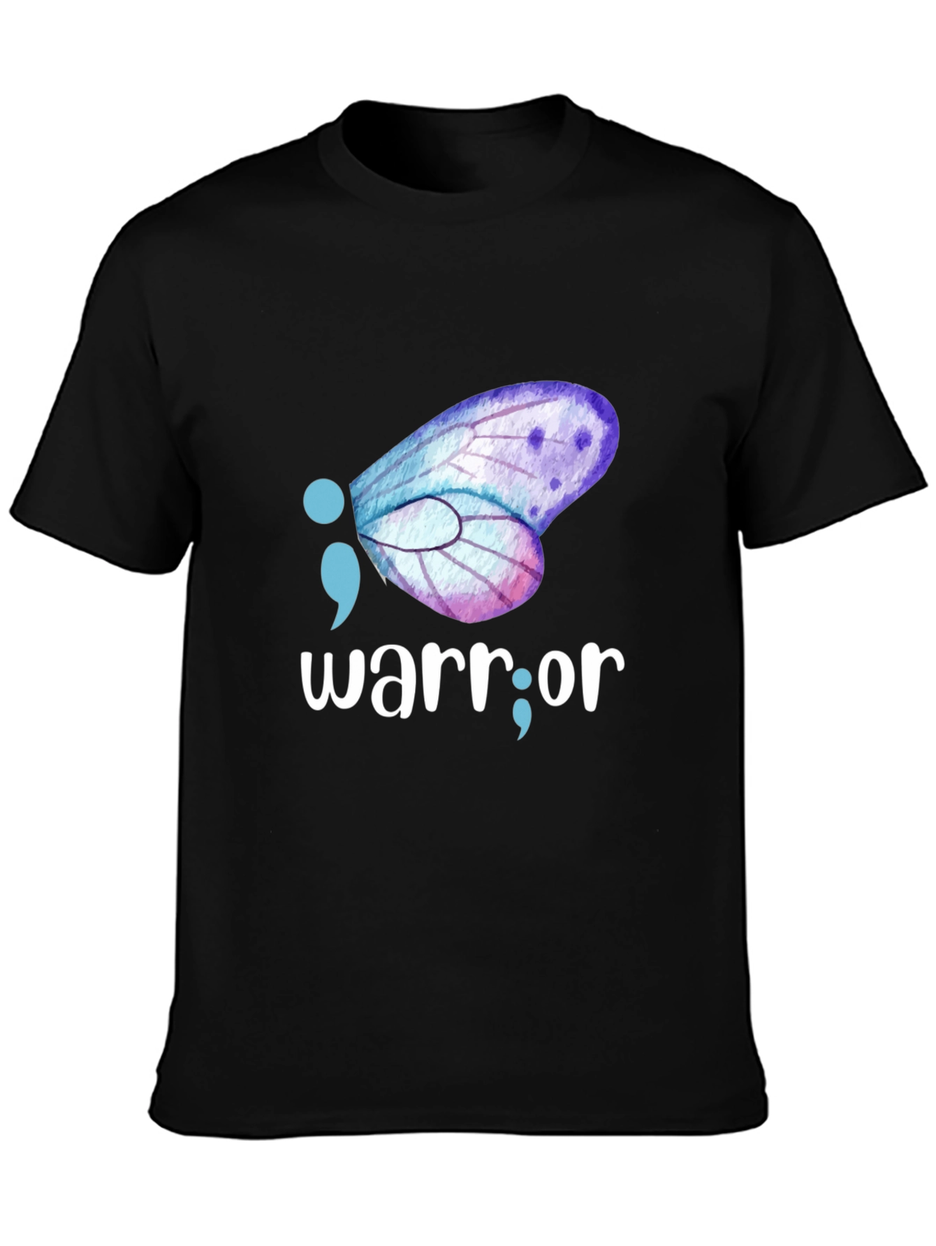 Semicolon Butterfly Warrior T-Shirt: Mental Health Awareness