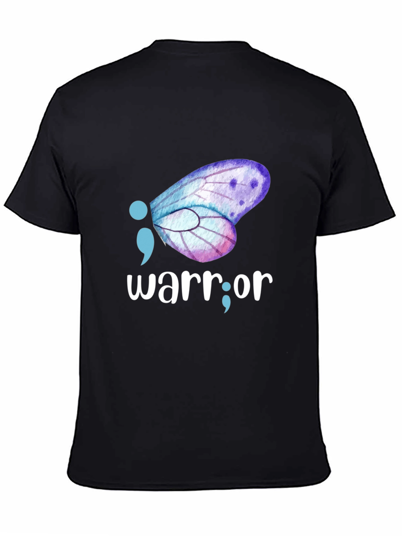 Semicolon Butterfly Warrior T-Shirt: Mental Health Awareness