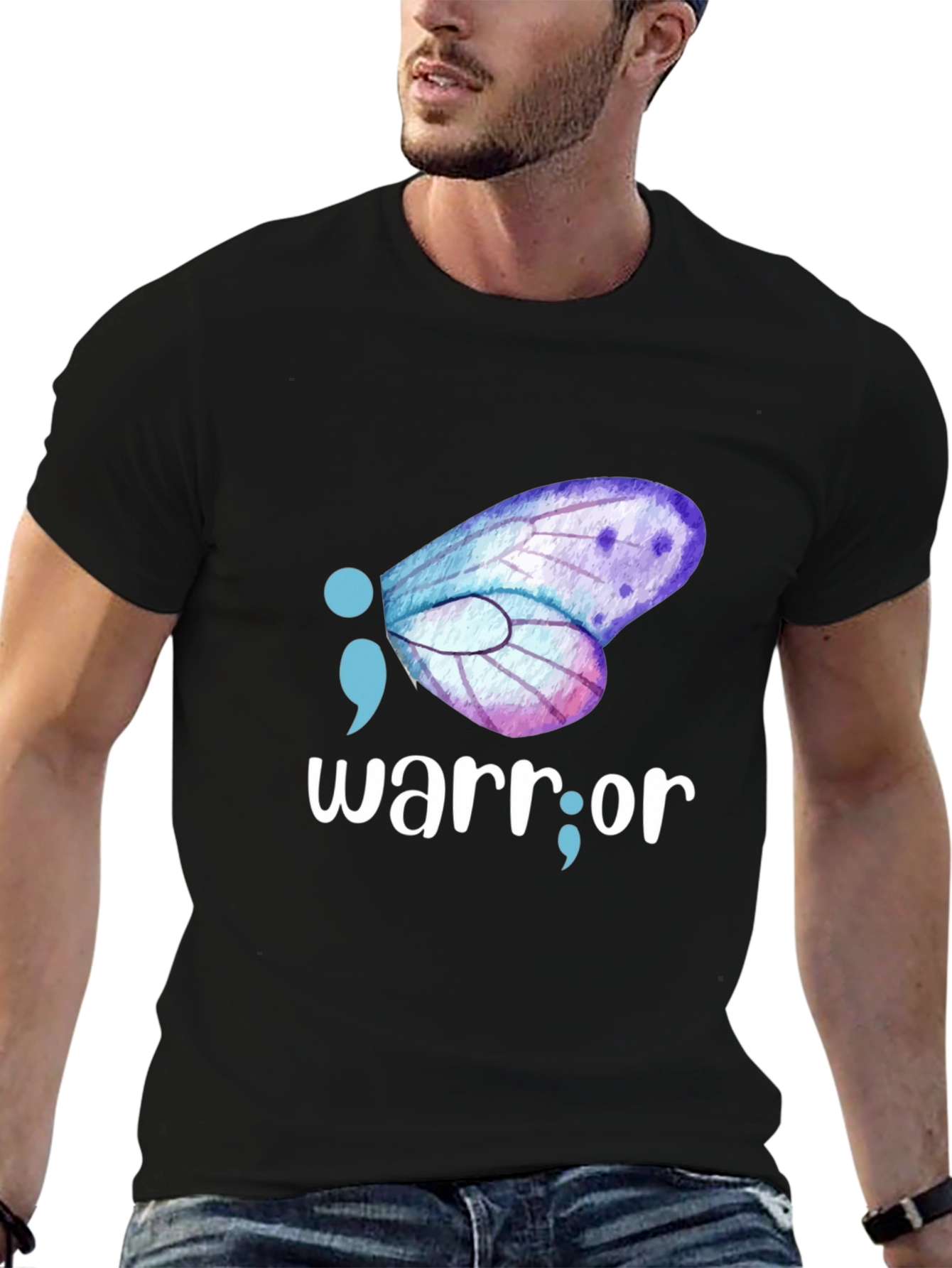 Semicolon Butterfly Warrior T-Shirt: Mental Health Awareness