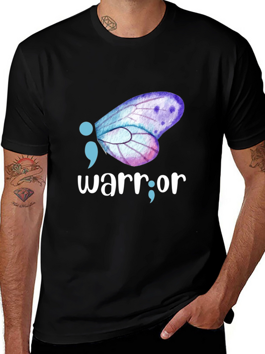 Semicolon Butterfly Warrior T-Shirt: Mental Health Awareness